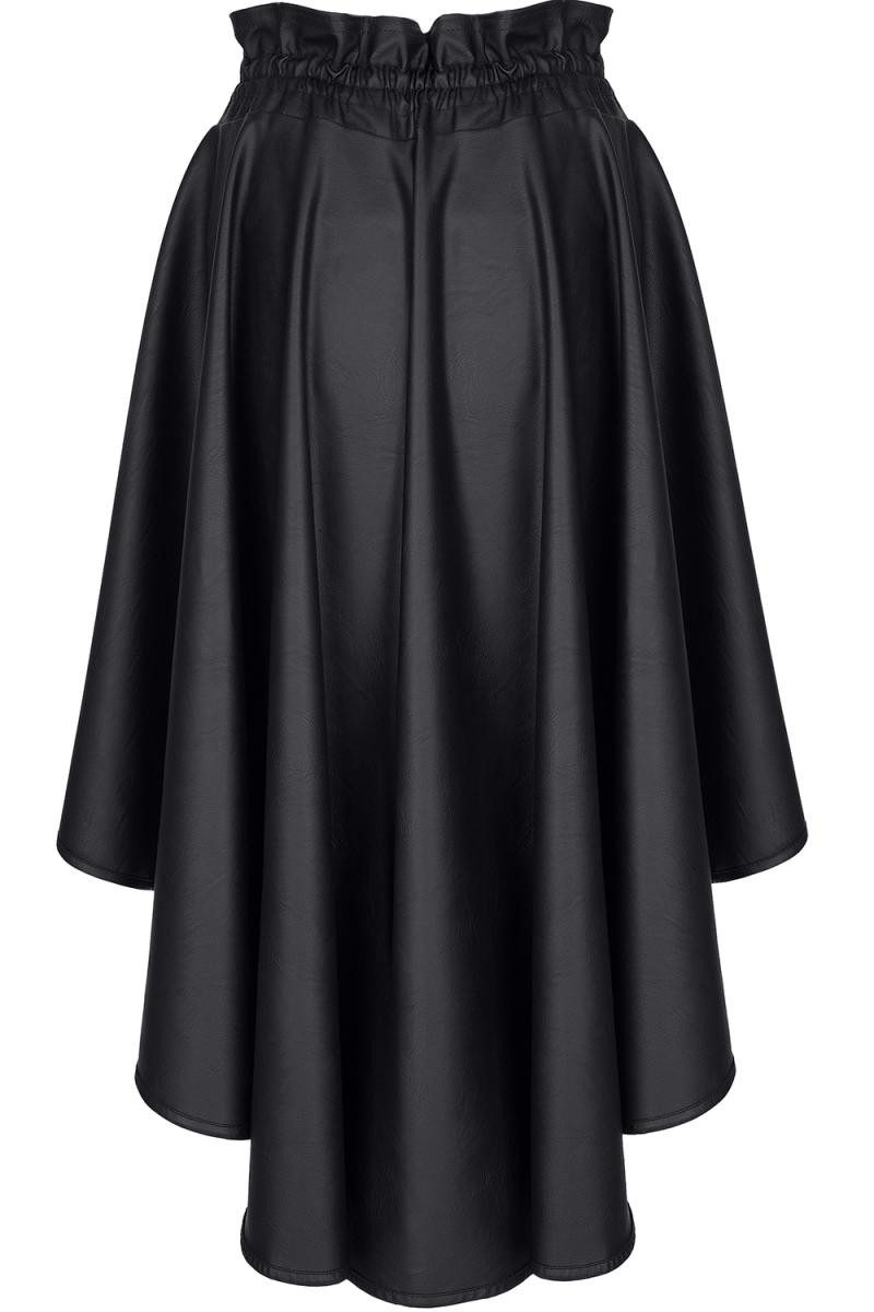 Shirt & Rock Schwarzer langer Damen Rock vorne kurz und hinten lang aus elastischem