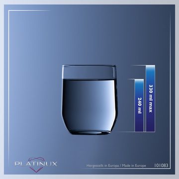 PLATINUX Glas Elegante Trinkgläser Set 6 Teilig, Glas, 240ml Wassergläser Saftgläser Whiskeygläser Spülmaschinenfest