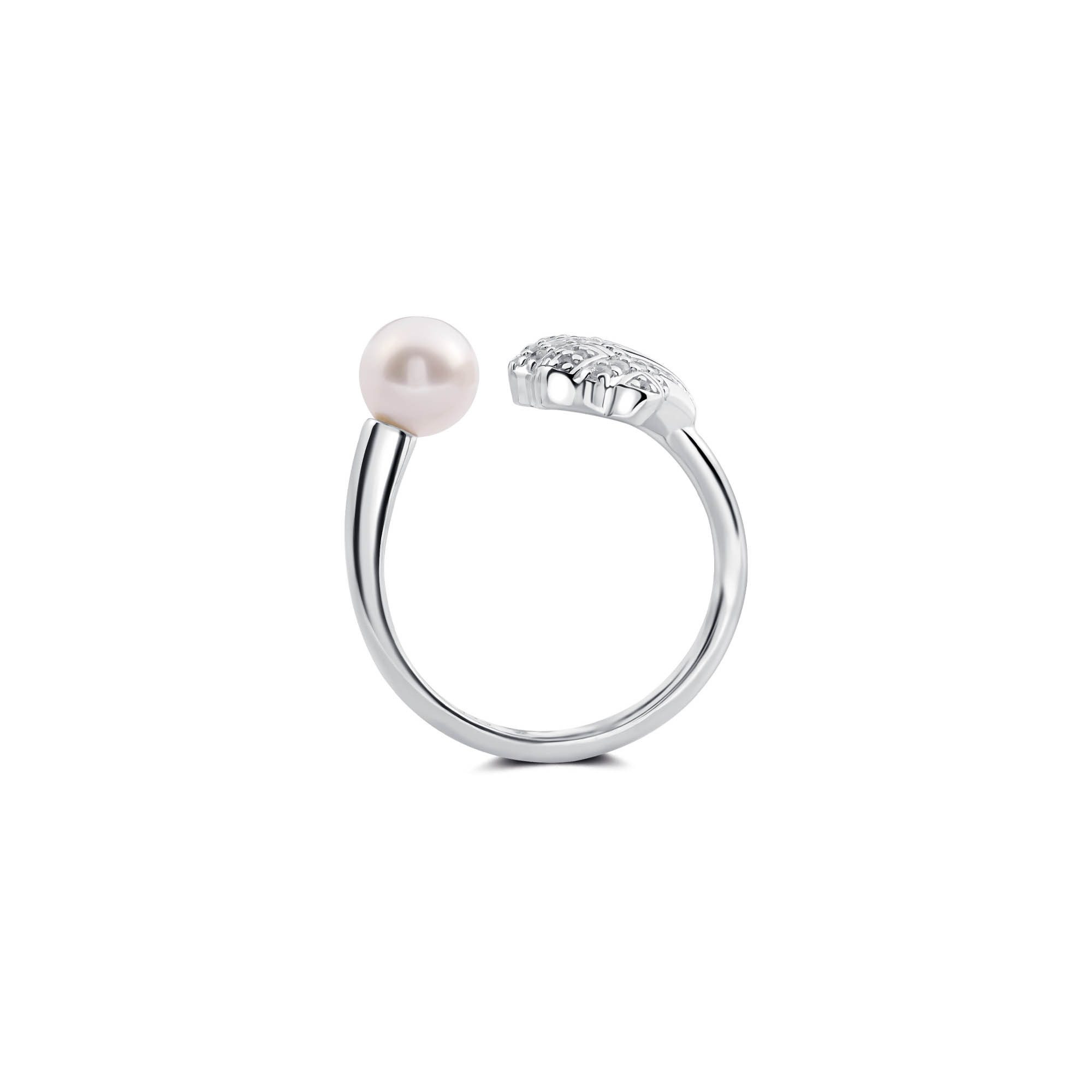 Seinerzeit FLORA & FAUNA Silberring Mila Muschel Ring, Schmuck aus 925 Sterling Silber (Von der faszinierenden Welt der Ozeane und der maritimen Schönheit des Meeres inspirierter Damenschmuck – ein besonderer Begleiter im Alltag und zu besonderen Anlässen, 1-tlg., inkl. Geschenkverpackung für Frauen ob Freundin, Mutter, Ehefrau, Oma), rhodiniert und Zirkonia-Steinen