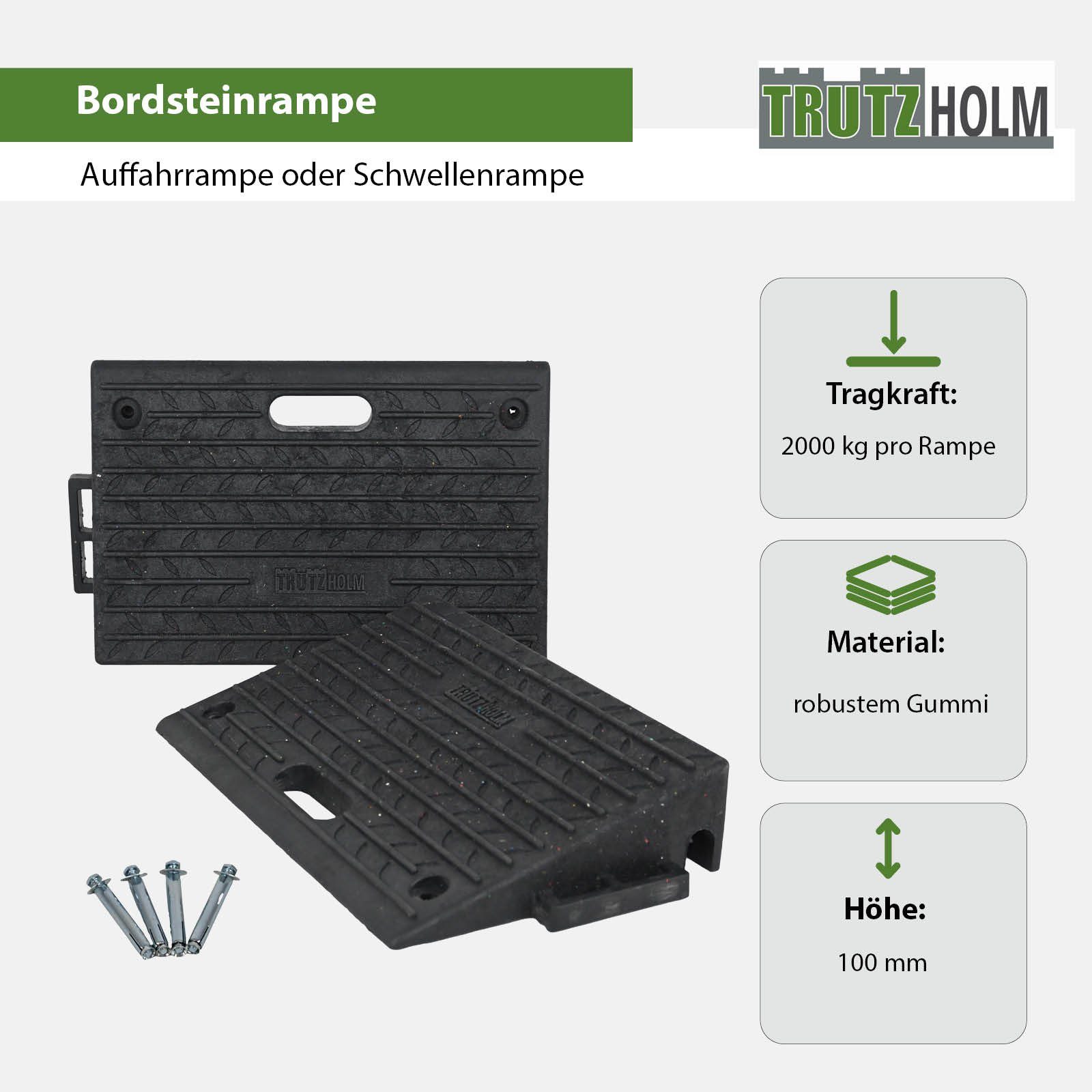 TRUTZHOLM Auffahrrampe Bordsteinrampe 50x32x10cm Tragkraft je 2t Gummi Rampe Auffahrrampe (2-St., Inkl. Befestigungsschrauben), 2t Tragkraft je Rampe