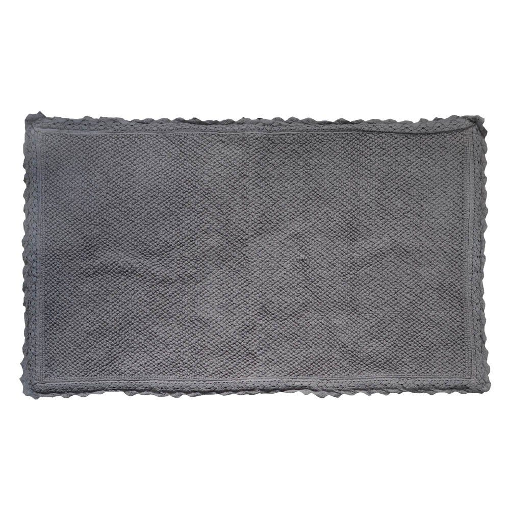 Grafelstein Badematte 1b-Ware: Badematte VINTAGE grau mit Spitzenkante Spitzenbordüre Badvor, Baumwolle