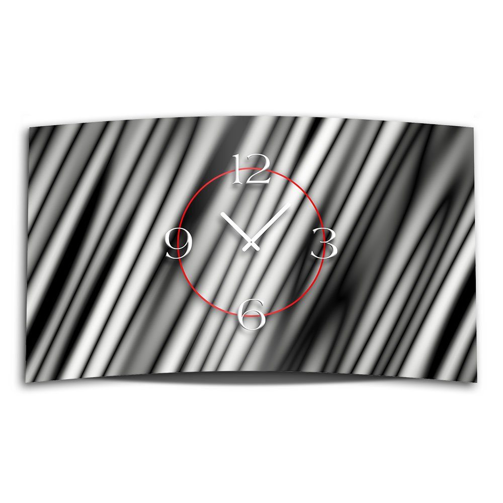 dixtime Wanduhr Abstrakt Streifen grau Designer Wanduhr modernes Wanduhren Design (Einzigartige 3D-Optik aus 4mm Alu-Dibond)