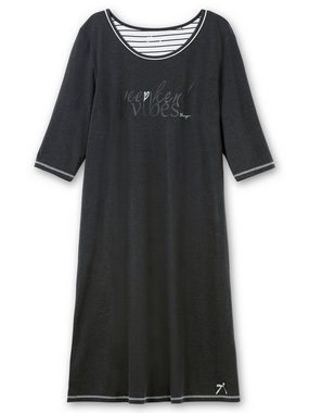 Sheego Nachthemd Große Größen mit Frontprint und Kontrastdetails