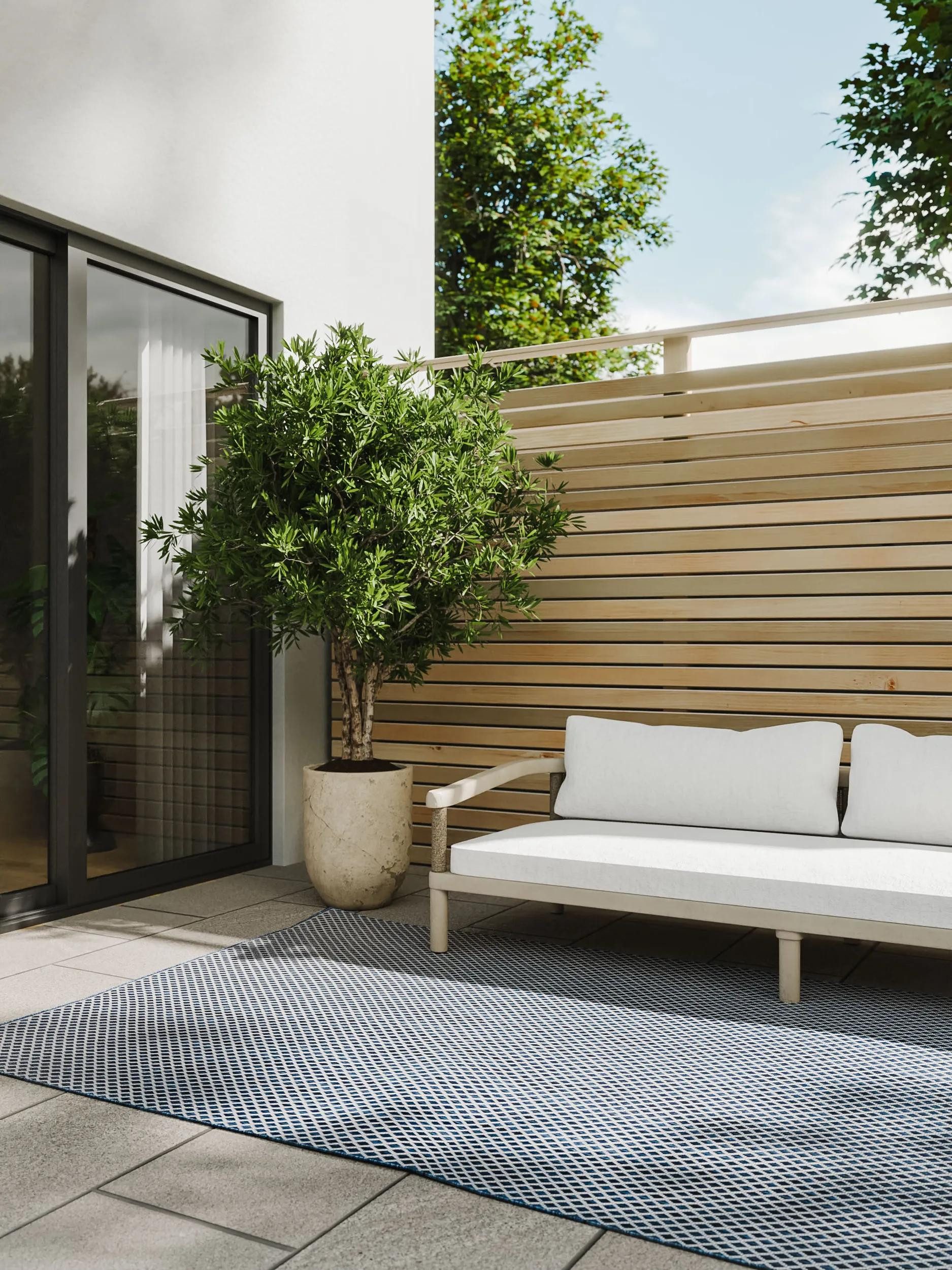 benuta Outdoorteppich Lou, rechteckig, Höhe: 5 mm, Outdoor Teppich Garten, Terrasse, Balkon, Küche, Wetterfest, Modern
