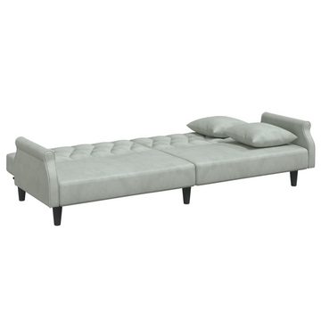 vidaXL Sofa Schlafsofa 2-Sitzer mit Kissen und Fußhocker Hellgrau Samt