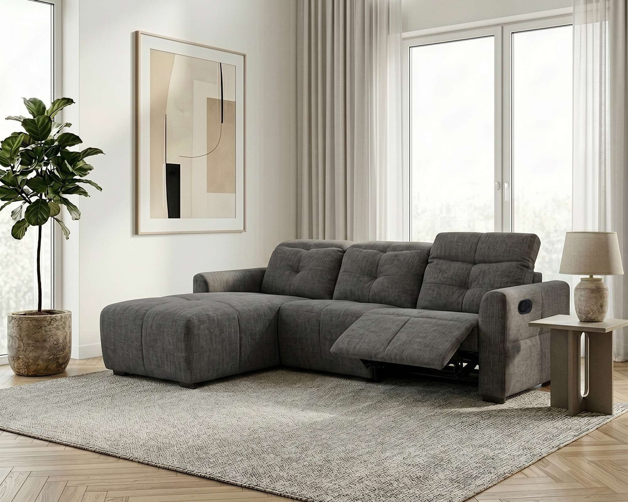 OTTO home Ecksofa CAARLA Webstoff, L-Form, 261 cm, man. o. elektr. Relaxfunktion (USB), mit USB-A und USB-C bei elektrischer Ausführung, Kopfteilverstellung