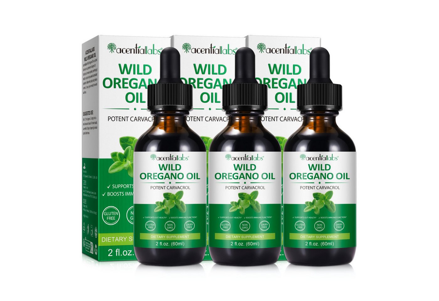 ALIVER Wildes Oregano Öl Liquid Tropfen mit Carvacrol Vegan Natur 100% Rein TROPFEN, Nahrungsergänzungsmittel, Acentiallabs, Öl, Oregano