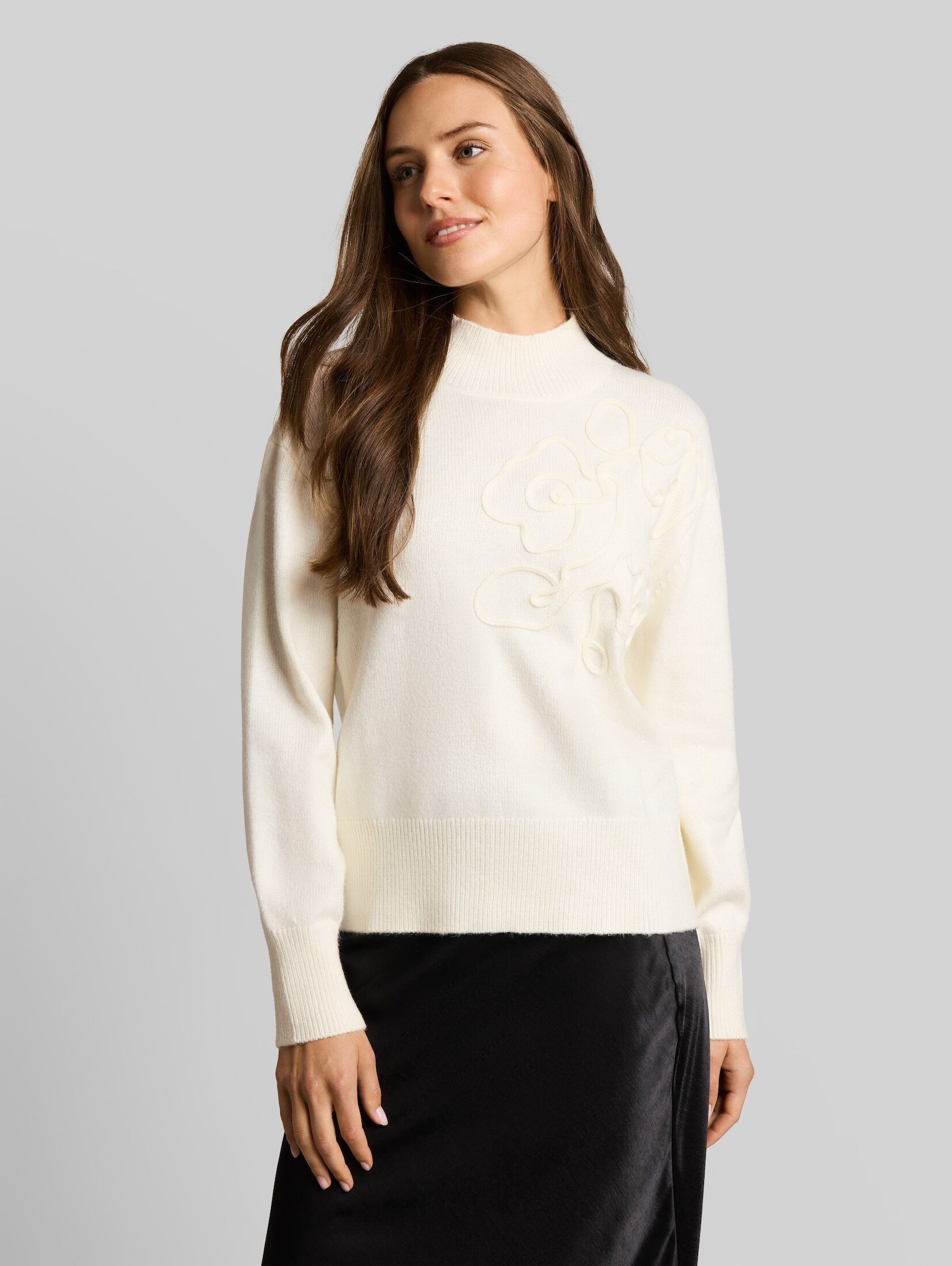TOM TAILOR Strickpullover Pullover & Strickjacken Oversize Cosy Strickpullover mit Blumen-Stickerei