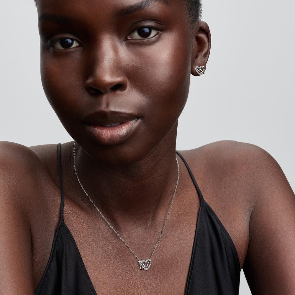 Pandora Paar Ohrstecker Moments Ohrringe für Damen Herz Schmetterling, Silber von PANDORA