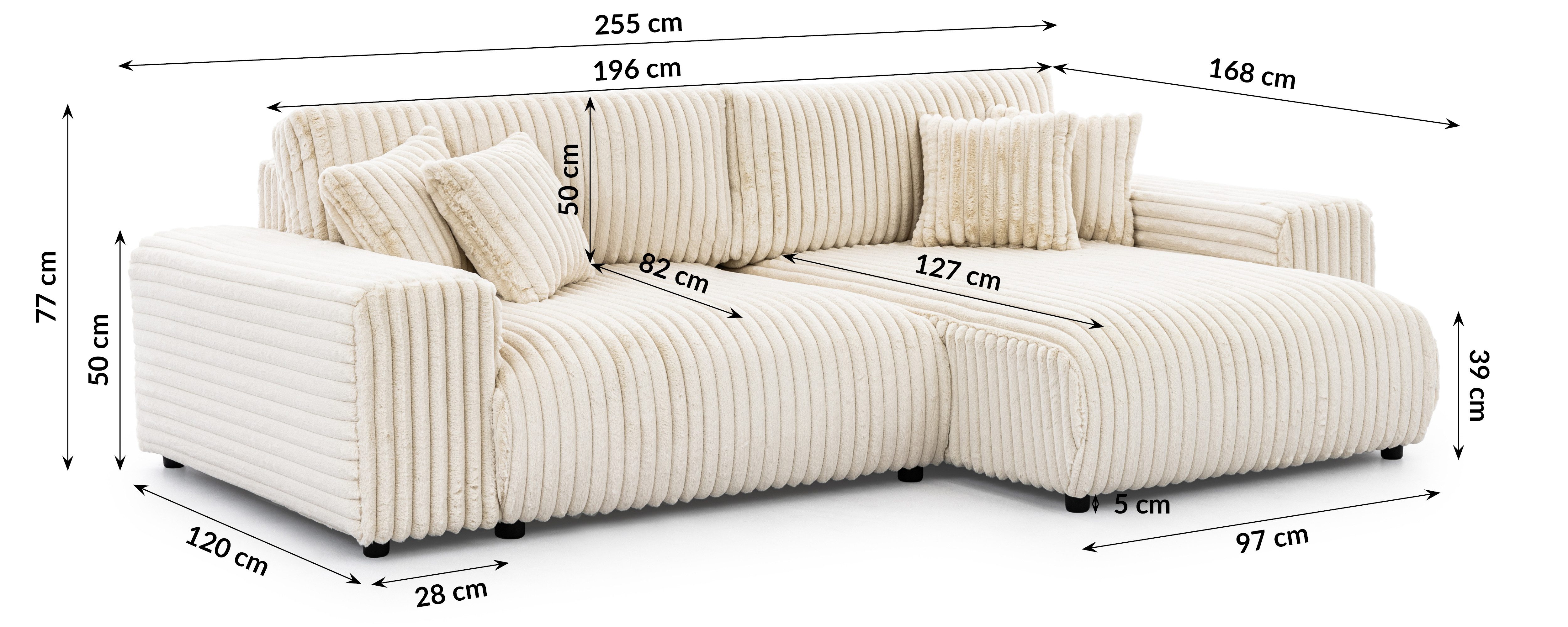 S-Style Möbel Ecksofa Mollis mit Schlaffunktion und Bettkasten aus Plüschco günstig online kaufen