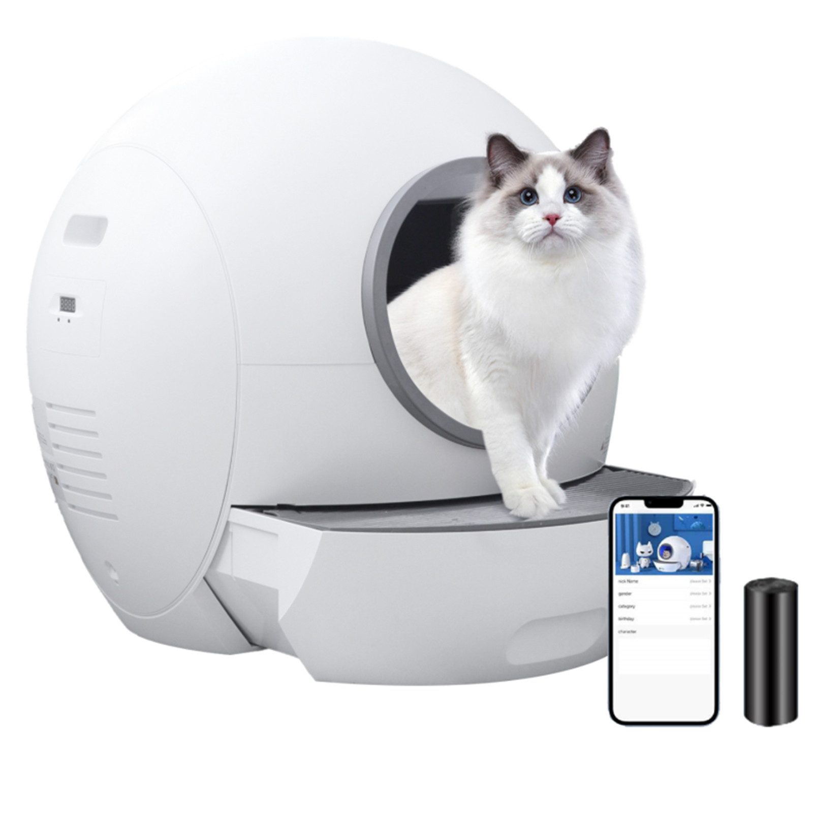 AmiCura Katzentoilette Cura 1 WIFI-Version,APP-Steuerung, intelligente Überwachung, sicher/geruchlos, extra große Größe bietet Platz für mehrere Katzen