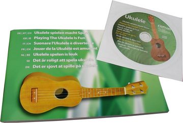 Clifton Ukulele Sopran Ukulele mit Buch und CD, braun