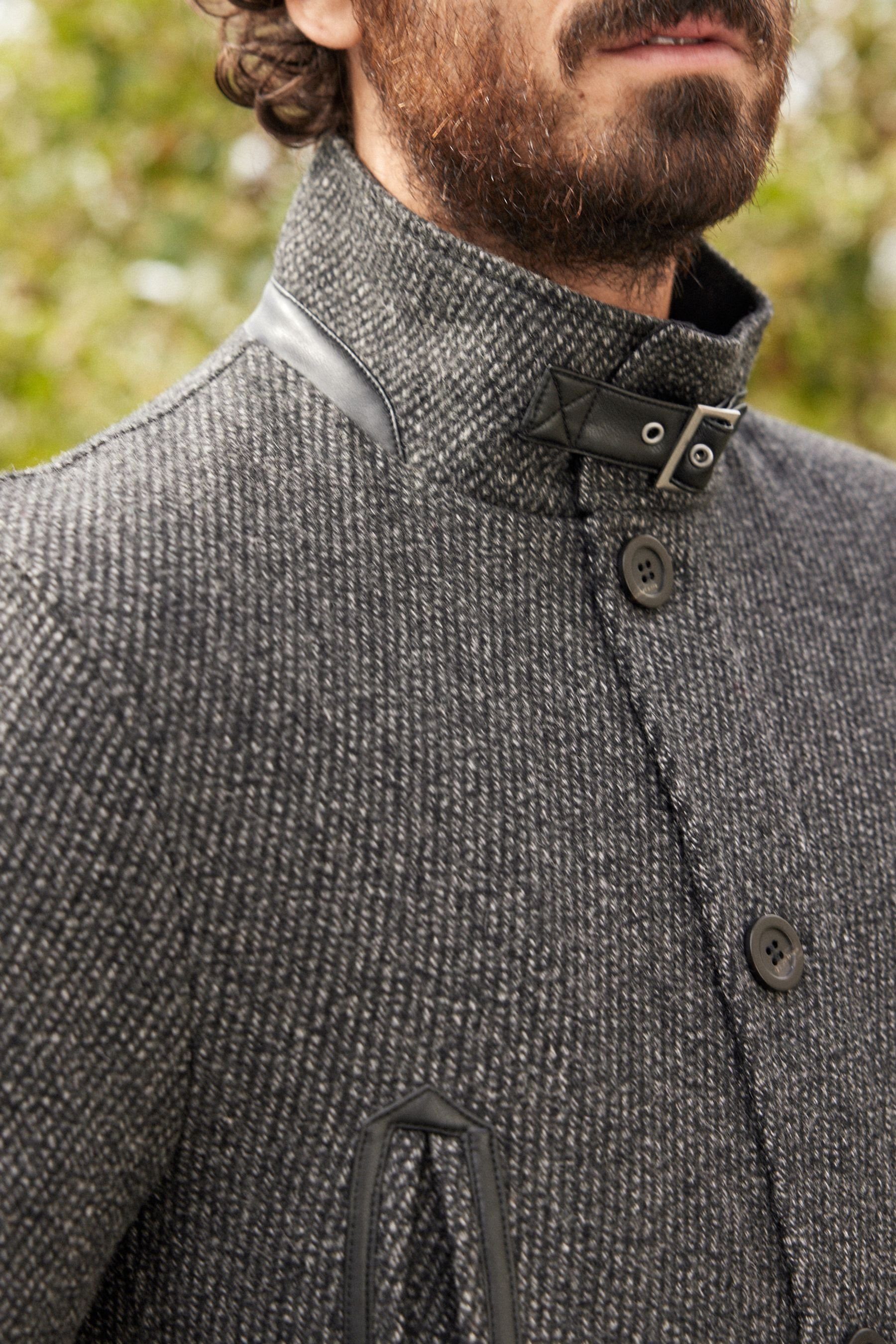 Mantel mit Wollmantel aus Taschen Grey vier Charcoal Next Stehkragen Wollgemisch (1-tlg)