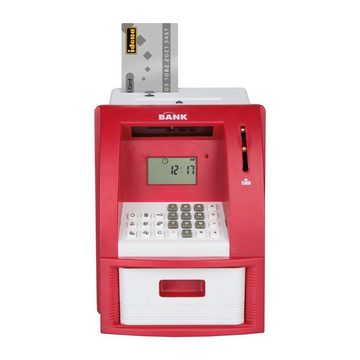 Idena Spardose Geldautomat 50061, digitale Spardose mit Sound Münzzähler rot