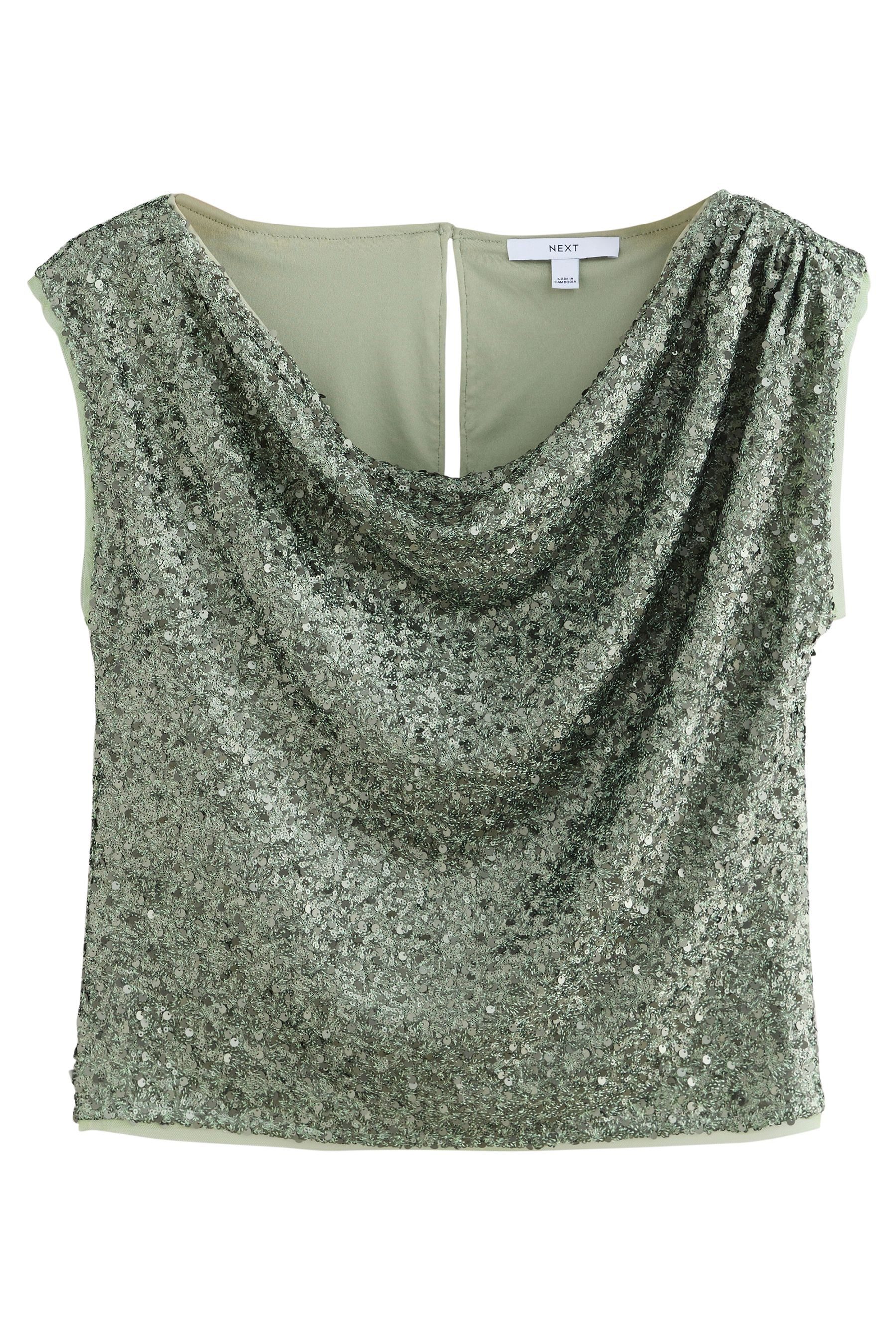 Next Blusentop Ärmelloses, drapiertes Paillettenoberteil (1-tlg) günstig online kaufen