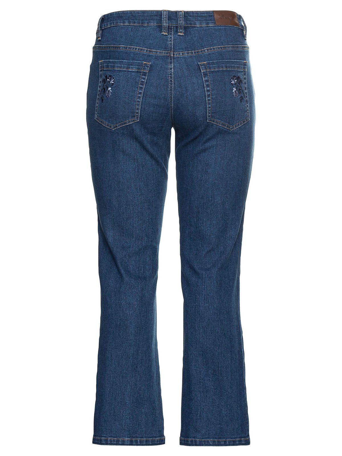 Sheego Latz abknöpfbarem Größen Bootcut-Jeans Große im Trachtenlook mit