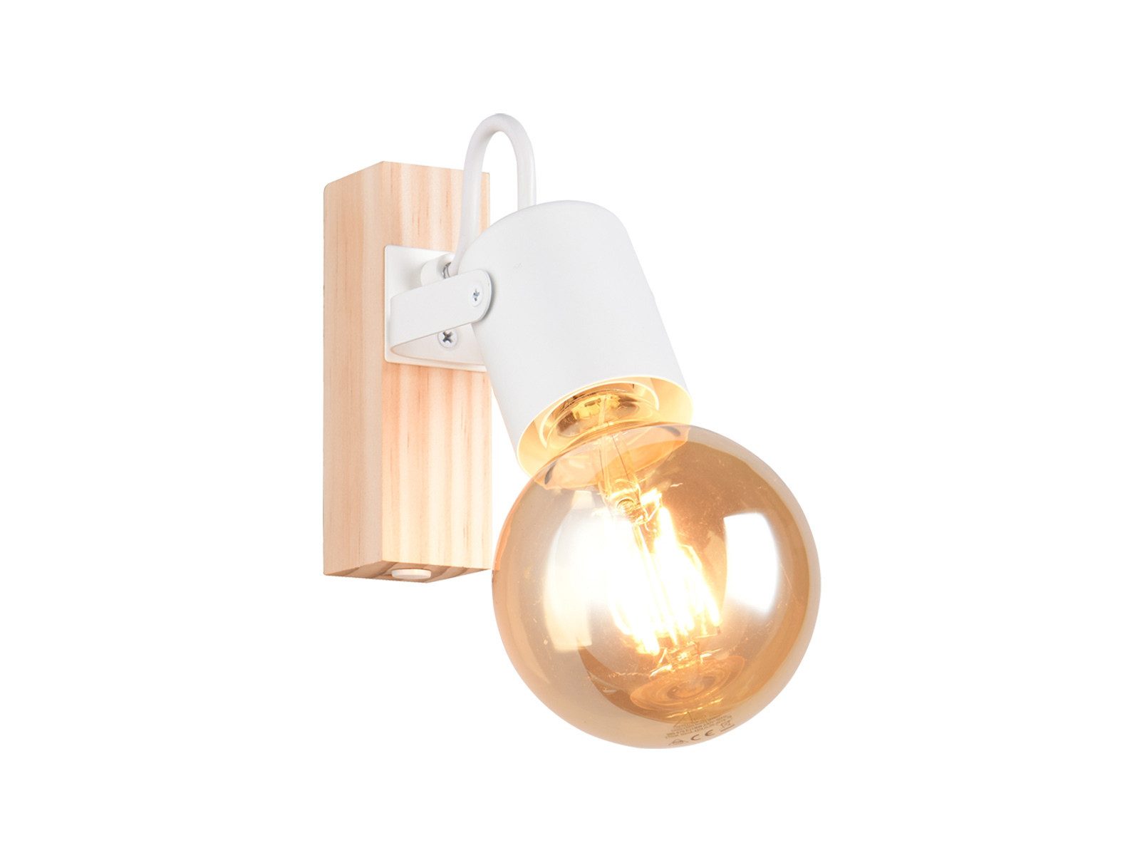 Reality Leuchten LED Wandstrahler schwenkbar mit Naturholz Höhe 13cm, Dimmfunktion, LED wechselbar, warmweiß, Wandleuchte-n innen aus Holz Spotlampe-n für Treppenhaus Beleuchtung