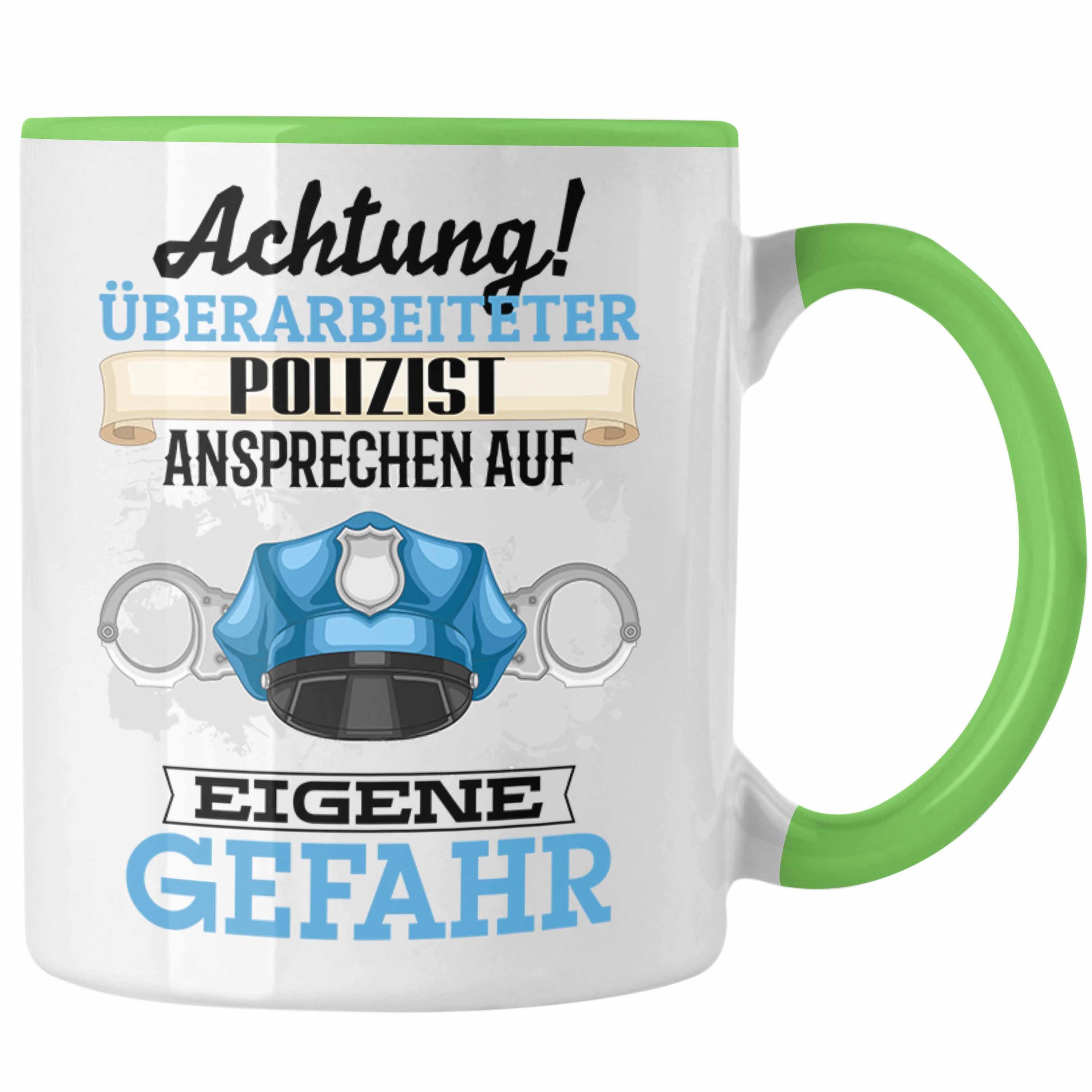 Trendation Tasse Polizist Tasse Geschenk Lustiger Spruch Geschenkidee Kaffeebecher für Grün