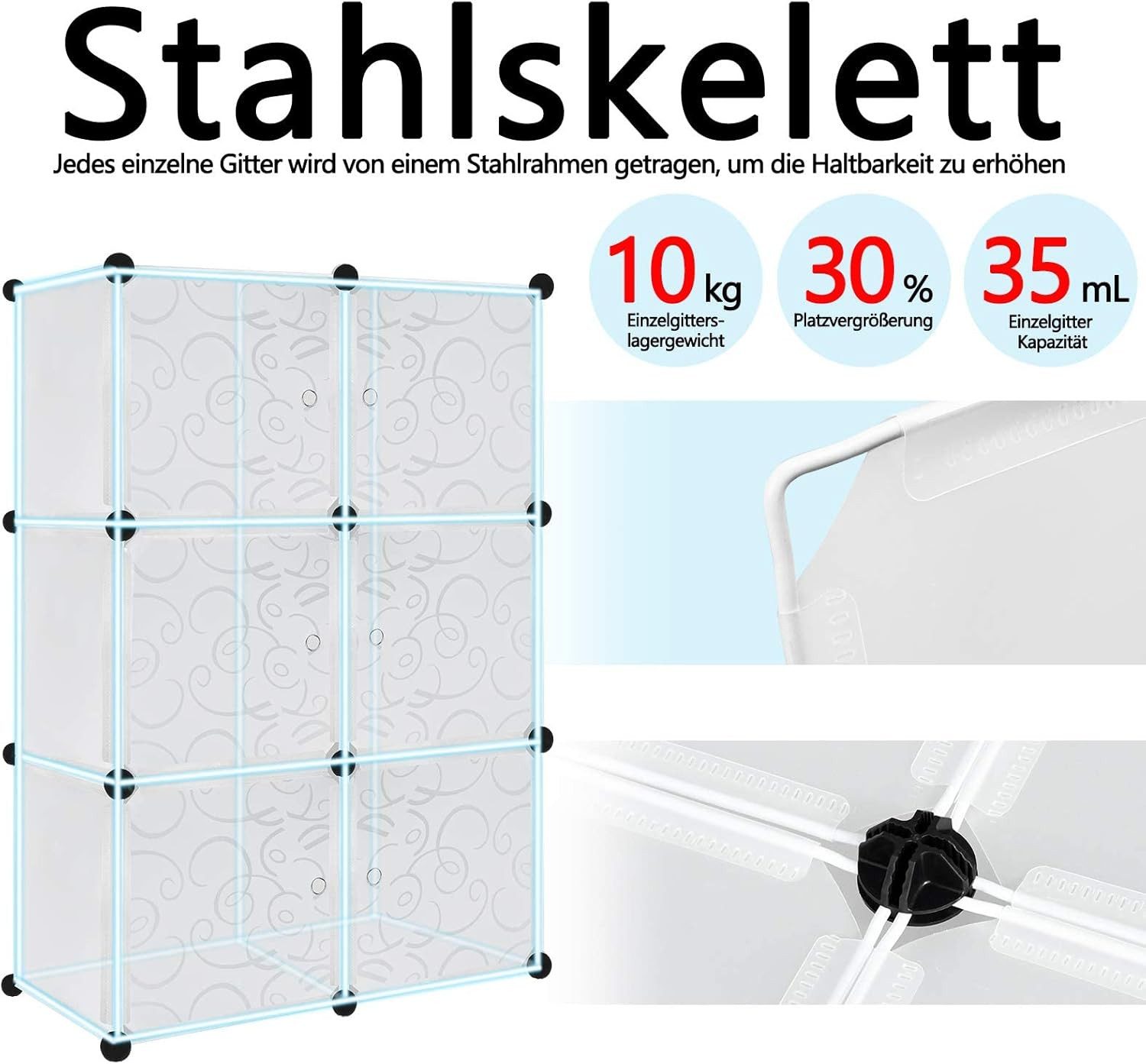 FIVMEN Kleiderschrank DIY Regalsystem Platzsparendes Steckregalsystem