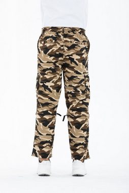 Kendindza Collection Cargohose Zipp Off Cargohose Dehnbund Arbeitshose Feldhose Bundeswehr Cargo Hose elastischer Gummibund, Tarnhose, Bundhose Camouflage