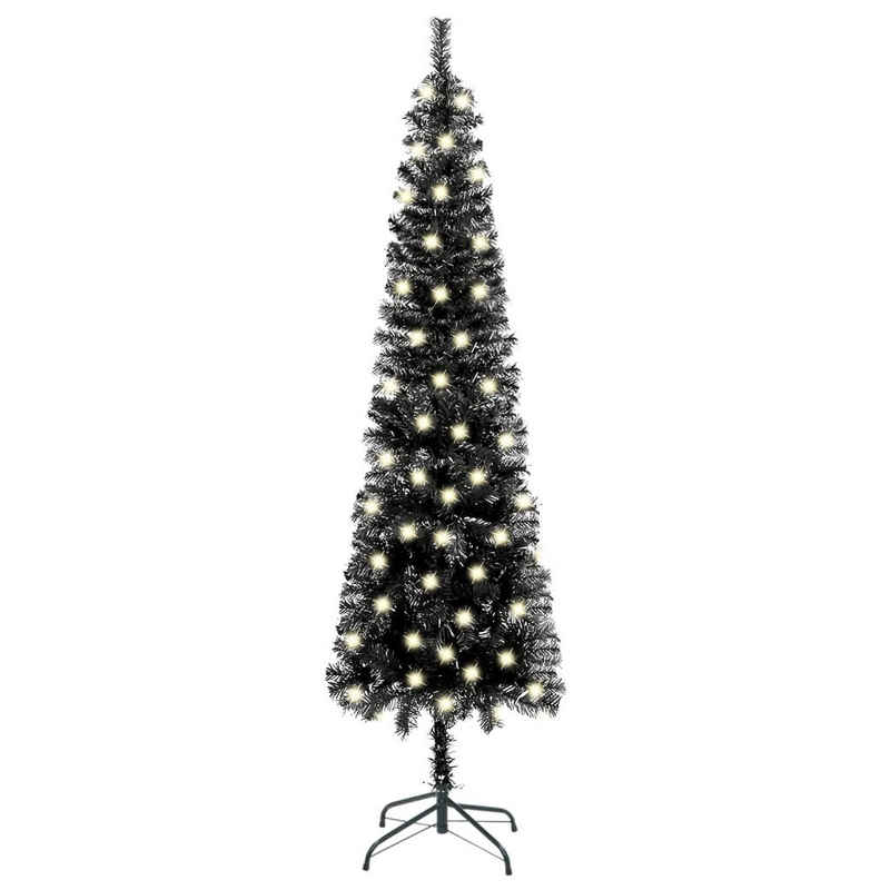 vidaXL Künstlicher Weihnachtsbaum »Weihnachtsbaum Schlank mit LEDs Schwarz 120 cm«