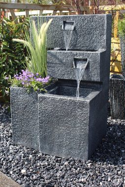 Arnusa Gartenbrunnen Solar Springbrunnen Grada mit Beleuchtung und Akku Solarmodul, 47,50 cm Breite, Wasserspiel Terrassenbrunnen 75 cm