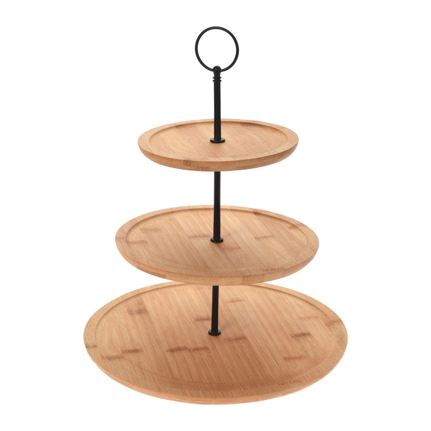 INDA-Exclusiv Dekoschale Bambus-Etagere Runde Servierregal 3-stöckig Ø28xH3 günstig online kaufen