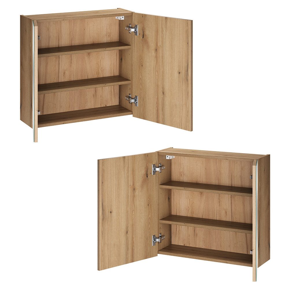 Lomadox Spiegelschrank NEWPORT-56-EVOKE mit 60 cm Breite in Eiche, 2-türig