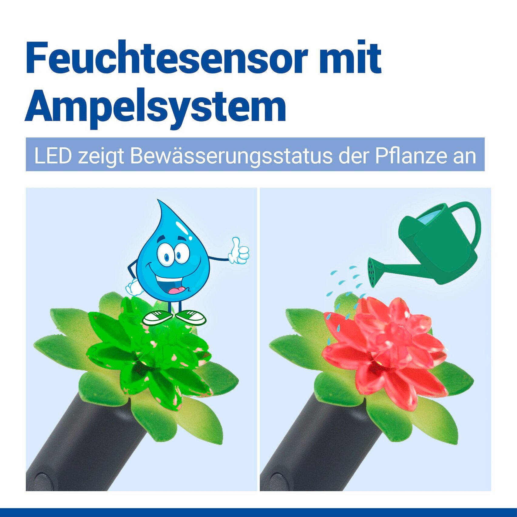 Maximex Pflanzenlampe Modell Pflanzen-Alarm, Ein-/Ausschalter, LED fest integriert, Farbwechsler, LED Boden-Feuchtigkeitsmesser für Pflanzen mit Ampelsystem – Bild 4 von 5