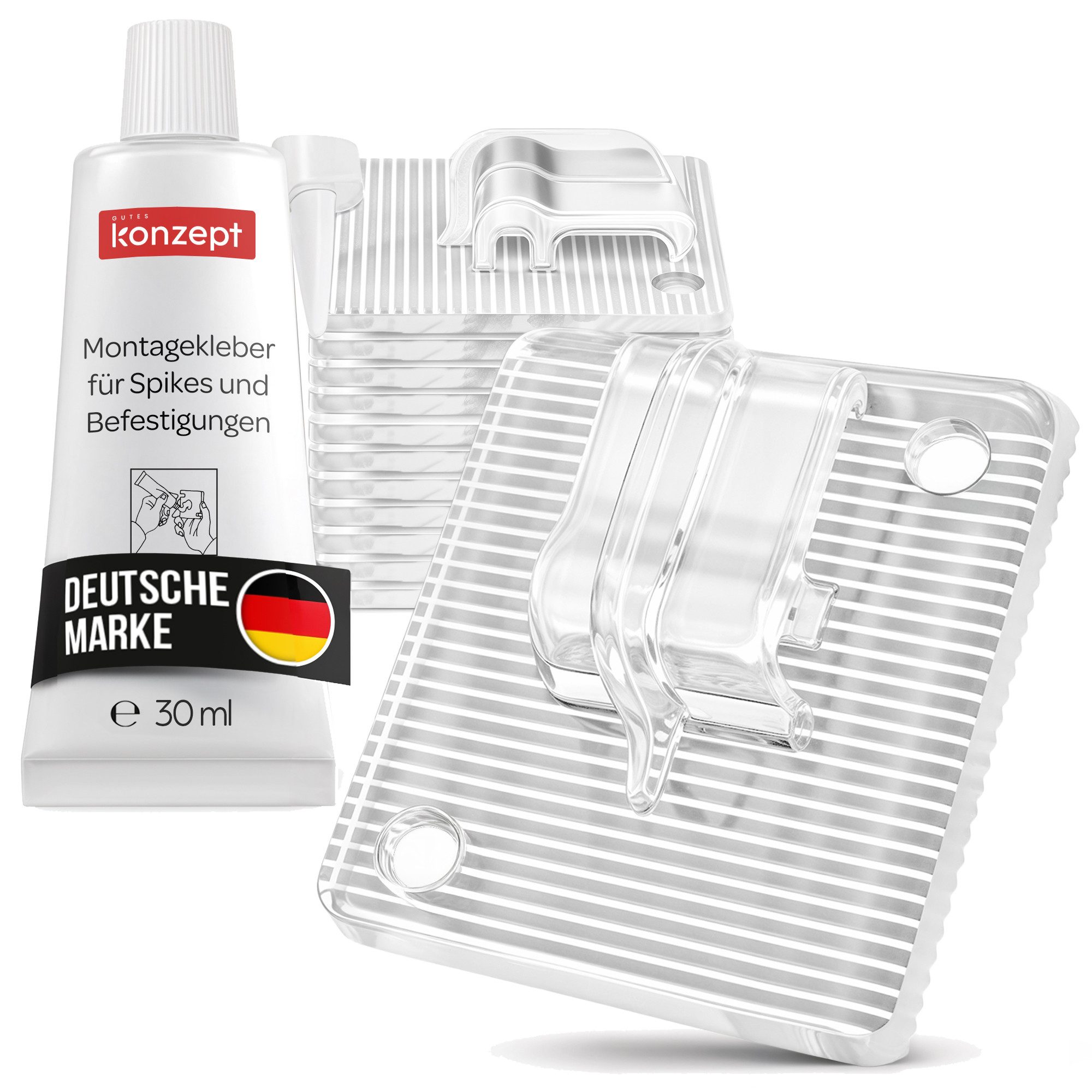 KONZEPT Klebehaken zur Befestigung für Katzennetz am Balkon, mit Montagekleber, (40-St), 40 Stück Klebehaken mit Montagekleber 30ml