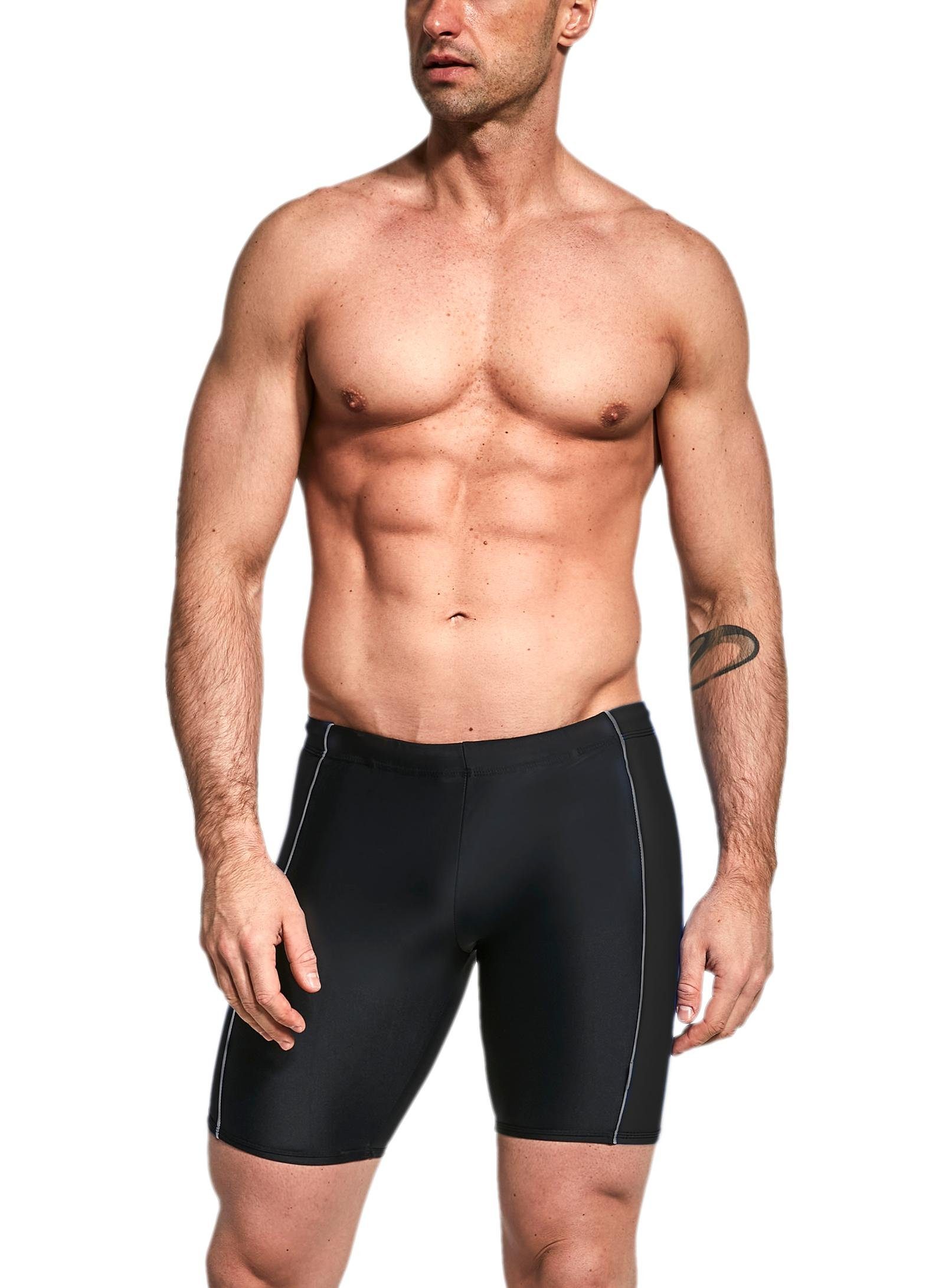 Aquarti Badehose Aquarti Herren Lange Badehose mit Kontrast-Paspel Jammer