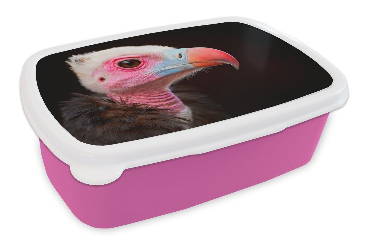 MuchoWow Lunchbox Geier - Vogel - Schnabel, Kunststoff, (2-tlg), Brotbox für Erwachsene, Brotdose Kinder, Snackbox, Mädchen, Kunststoff rosa