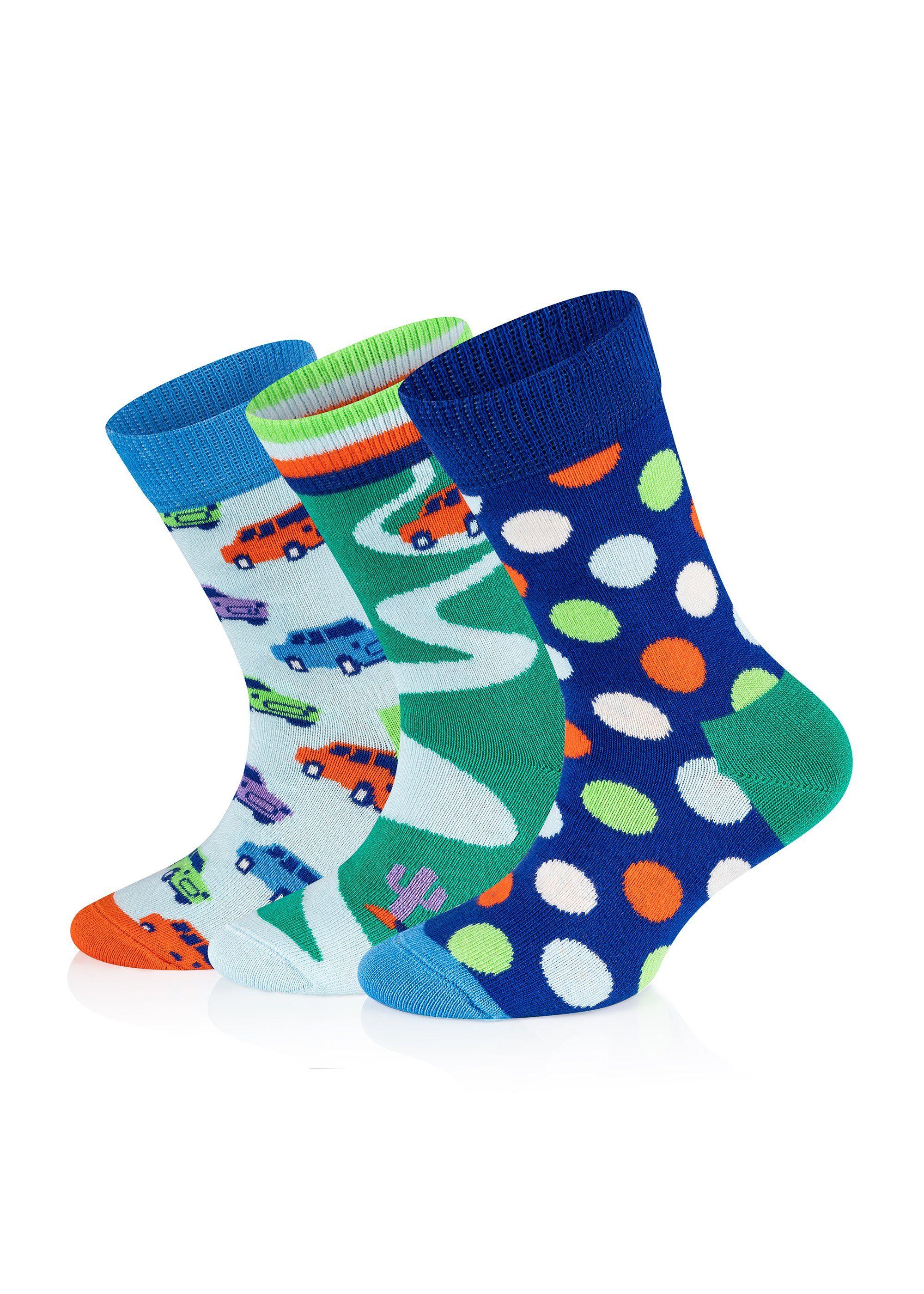 Happy Socks Basicsocken »3-Pack Kids Car Sock« aus nachhaltiger Baumwolle