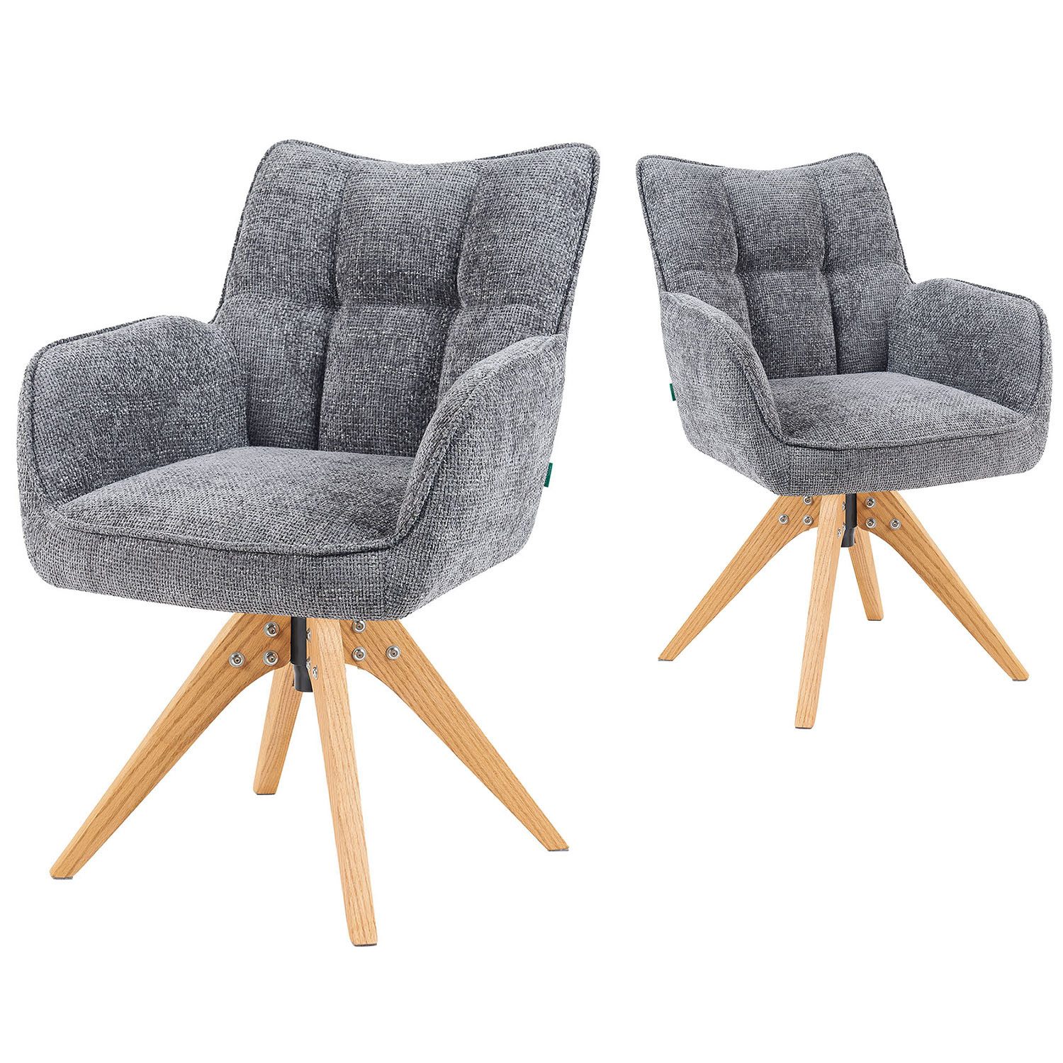 DUBI Möbel Polsterstuhl Mika-Theo 2er-Set, Federkern, Eiche geölt, 360° dre günstig online kaufen