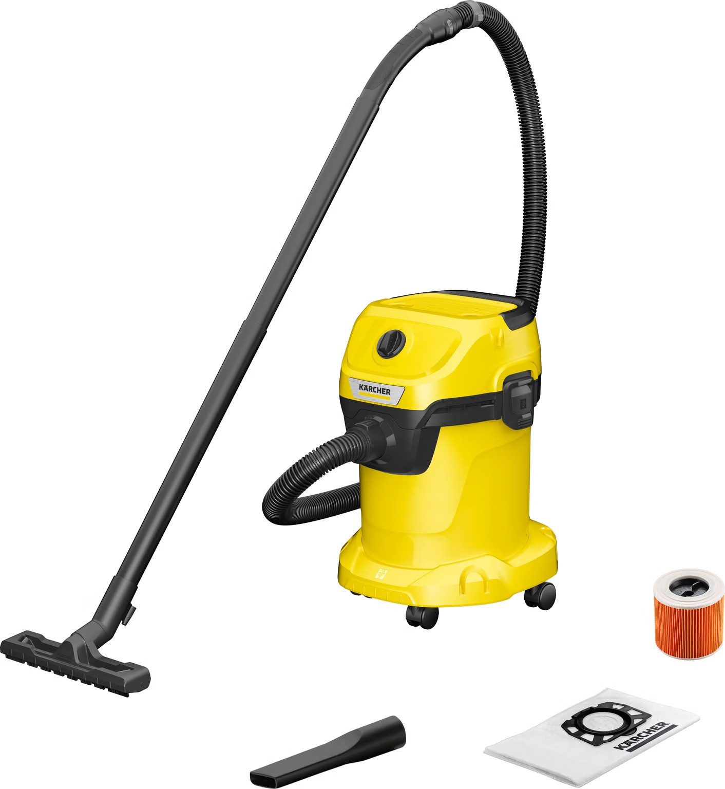 KÄRCHER Nass-Trocken-Sauger WD 3 mit 17L Behälter - Reinigung für Haushalt und Werkstatt, 1000,00 W, mit Beutel, Blasfunktion, Parkposition, Kompakt und leicht