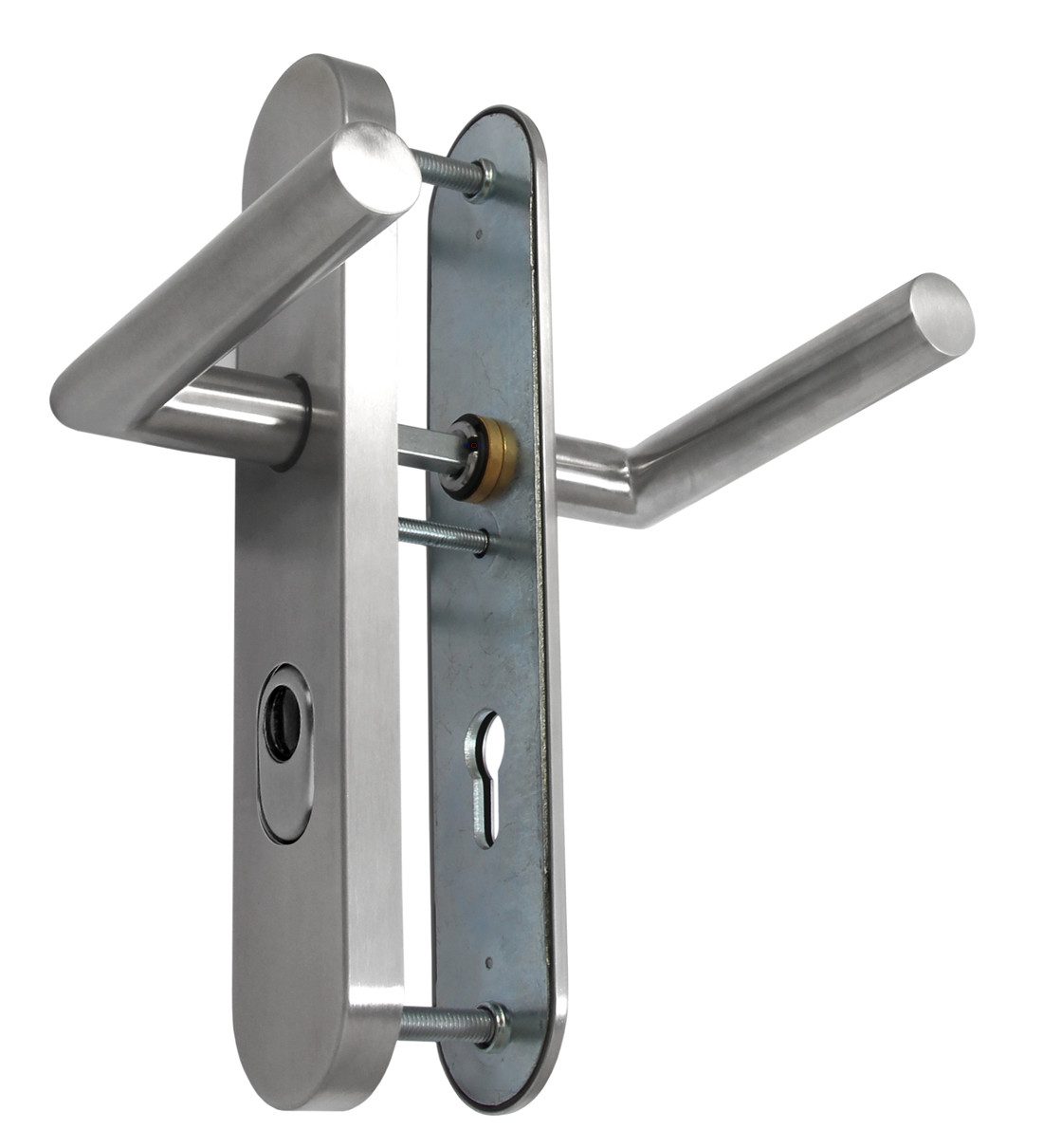 Häusler Onlinehandel GmbH Türbeschlag Wohnungstür Schutzbeschlag 1587 L-Form WE-72 ES1 Dr/Dr, Stahleinlage im Innen- und Außenschild