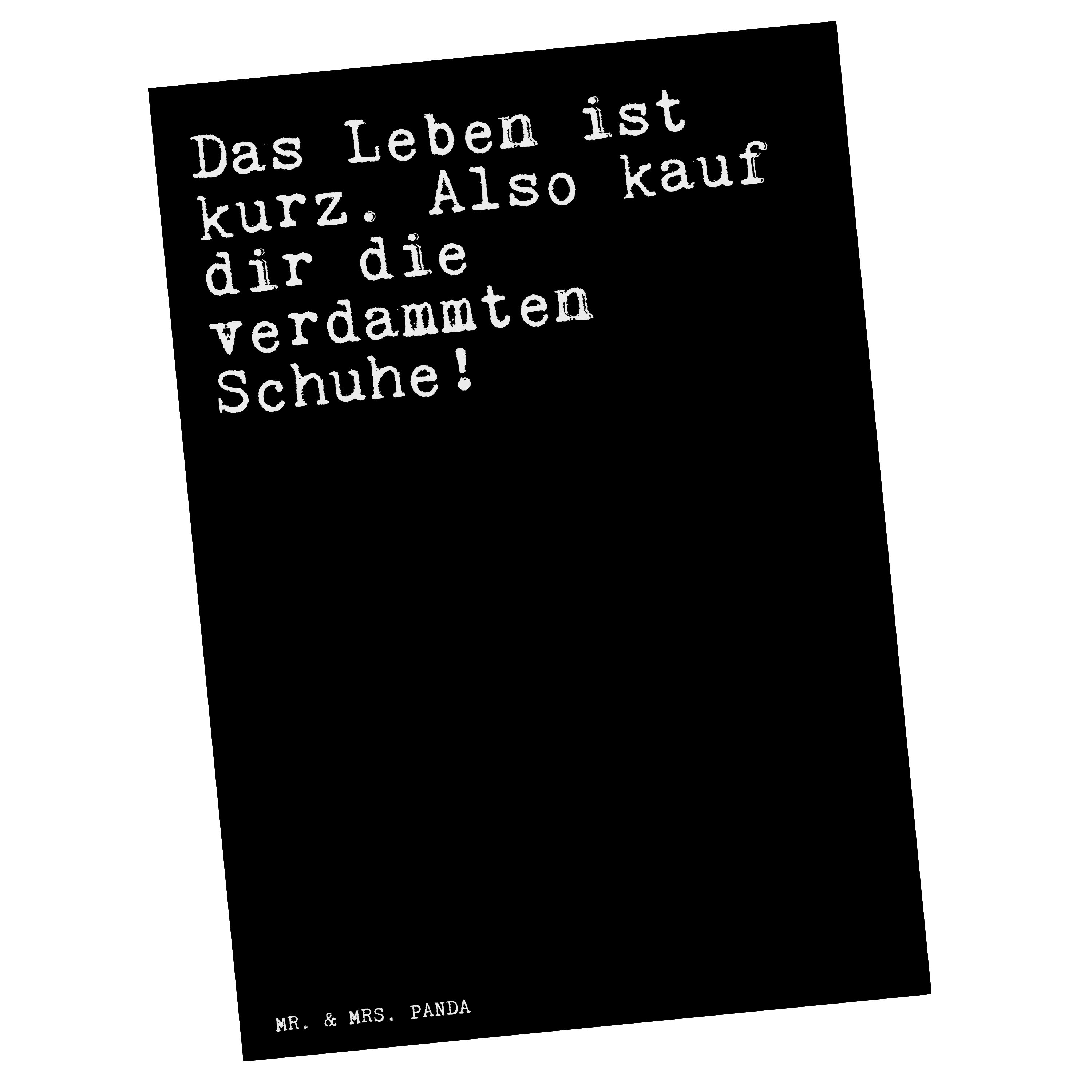 Mr. & Mrs. Panda Postkarte »Das Leben ist kurz.... Schwarz Geschenk