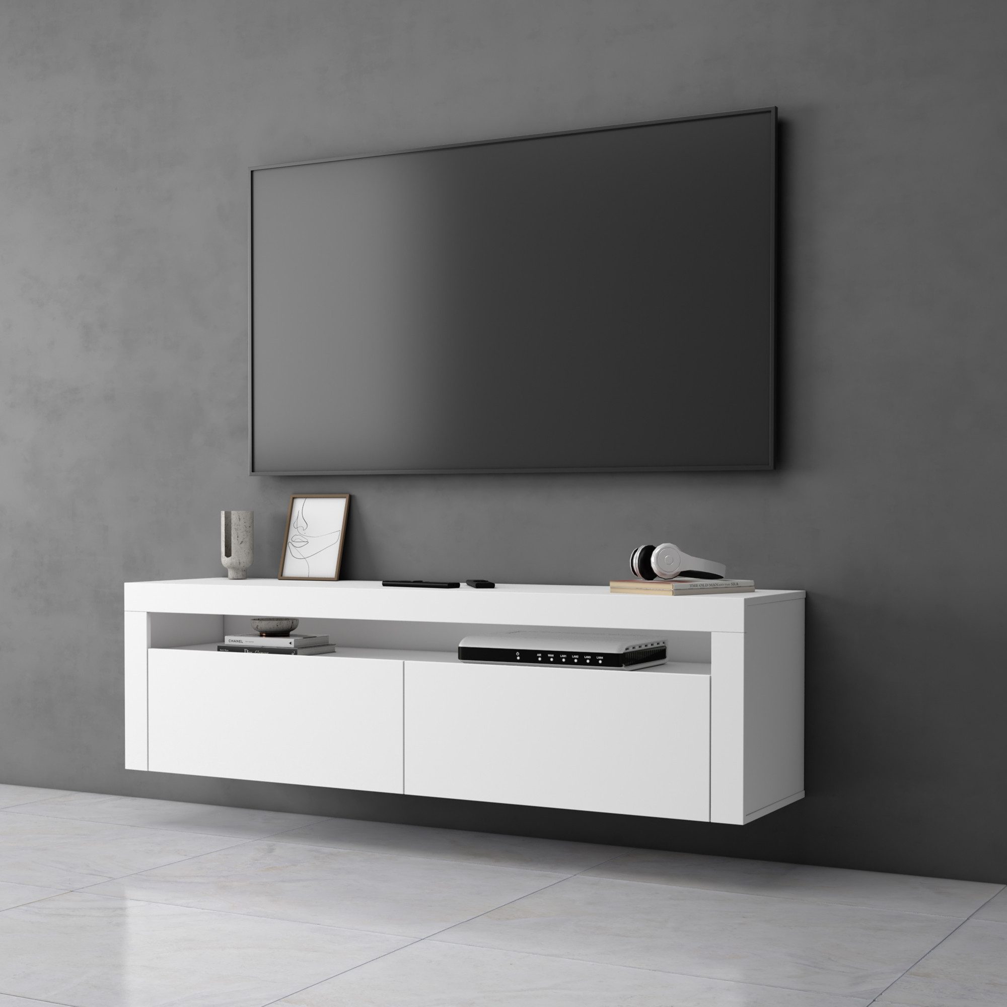 Mai & Mai Lowboard TV-Board Fernsehschrank Hängend Fernsehtisch Holz 160x40x46cm