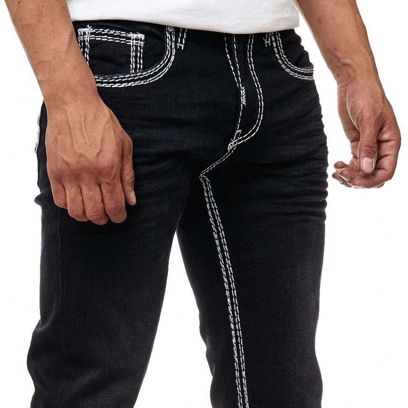 dezenter Waschung Neal Rusty schwarz, weiß Regular-fit-Jeans mit