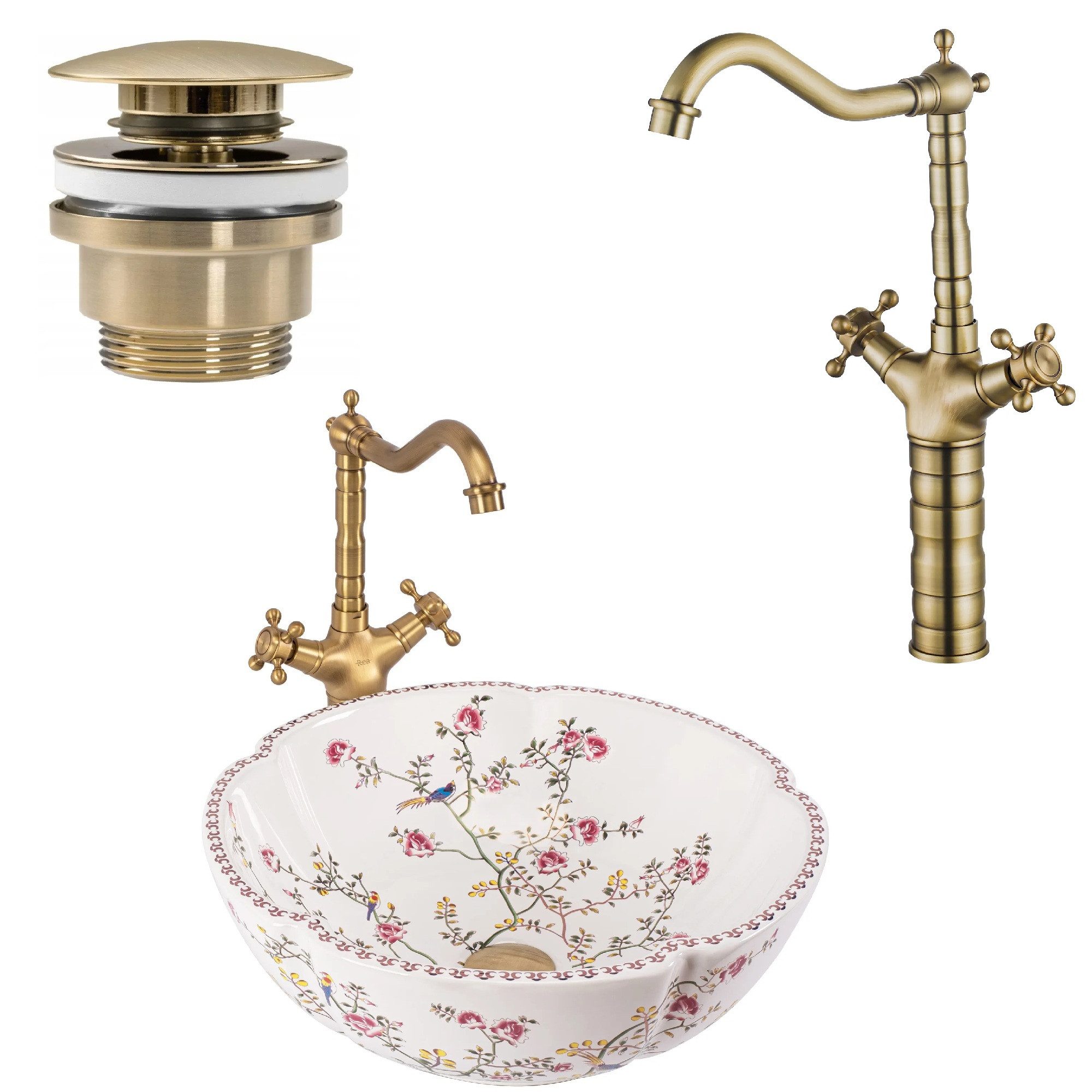 wohnwerk.idee Aufsatzwaschbecken Waschbecken Rund Blumen Weiß Romantisch Fe günstig online kaufen