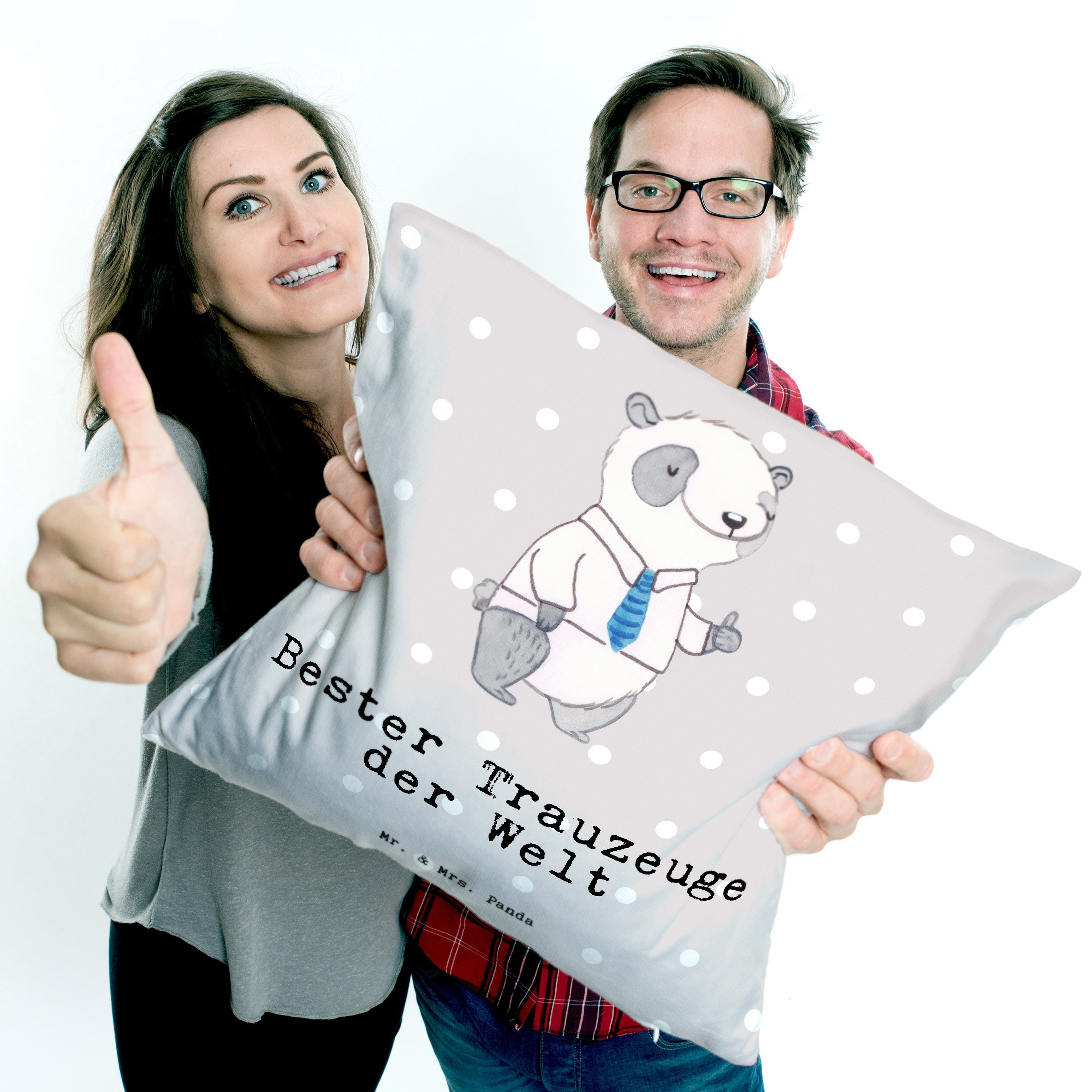 Mr. & Mrs. Trauzeuge der Dekokissen Pastell - Bester Geschenk, Welt Geburtstag Panda - Panda Grau