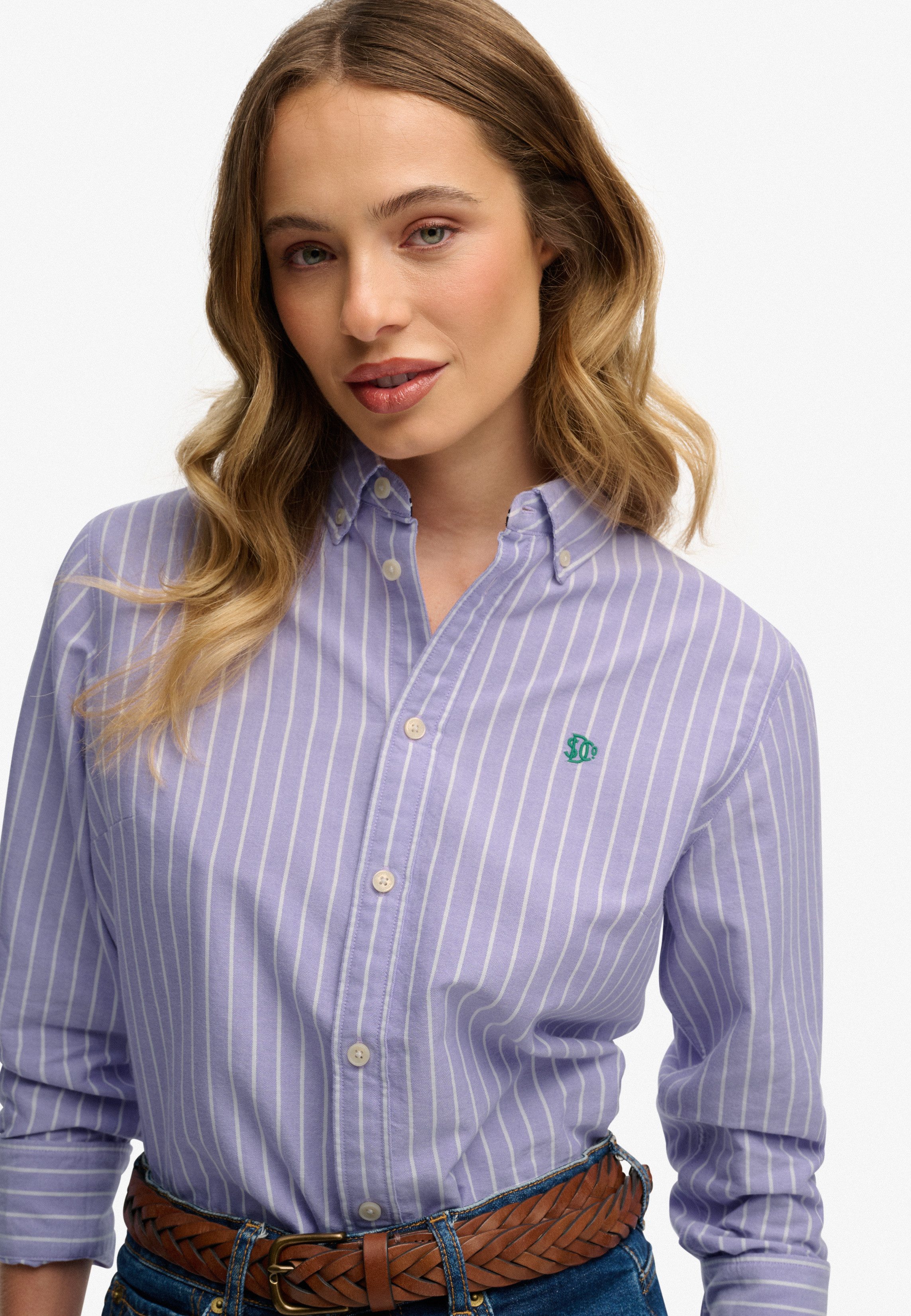 Superdry Hemdbluse SLIM OXFORD BD L/S SHIRT Baumwolle, slim fit