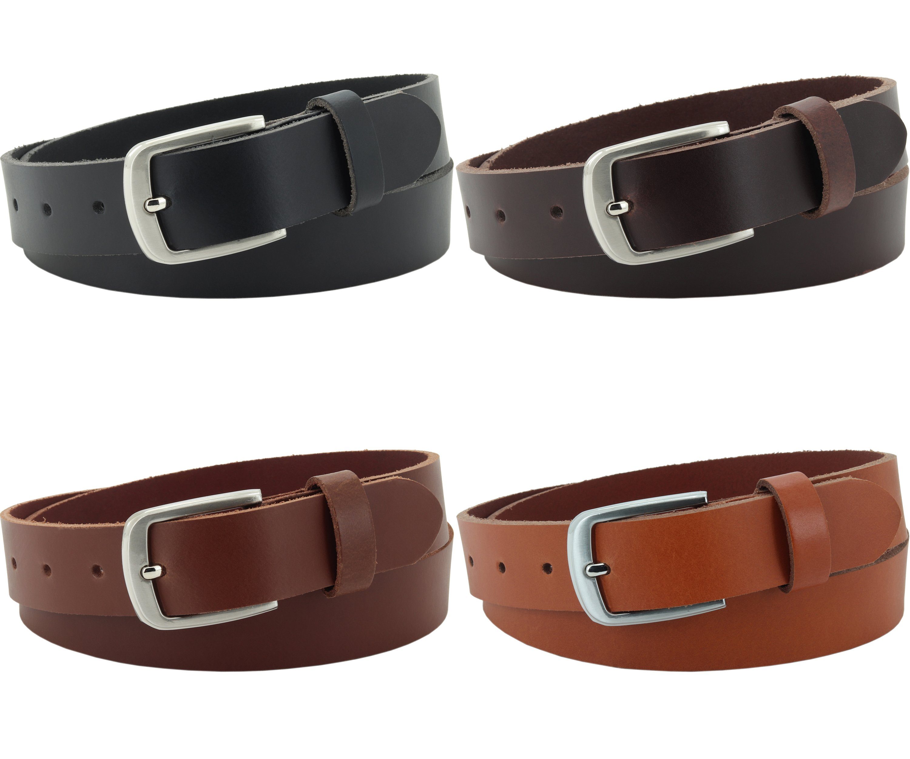 COLOGNEBELT Ledergürtel C15-PL Schwarzer Ledergürtel 3 cm breit im klassischen Design, mit silberner Gürtelschließe