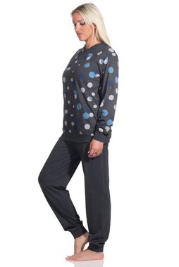 Normann Pyjama Damen Schlafanzug mit Bündchen in Punkte Optik - auch in Übergrößen