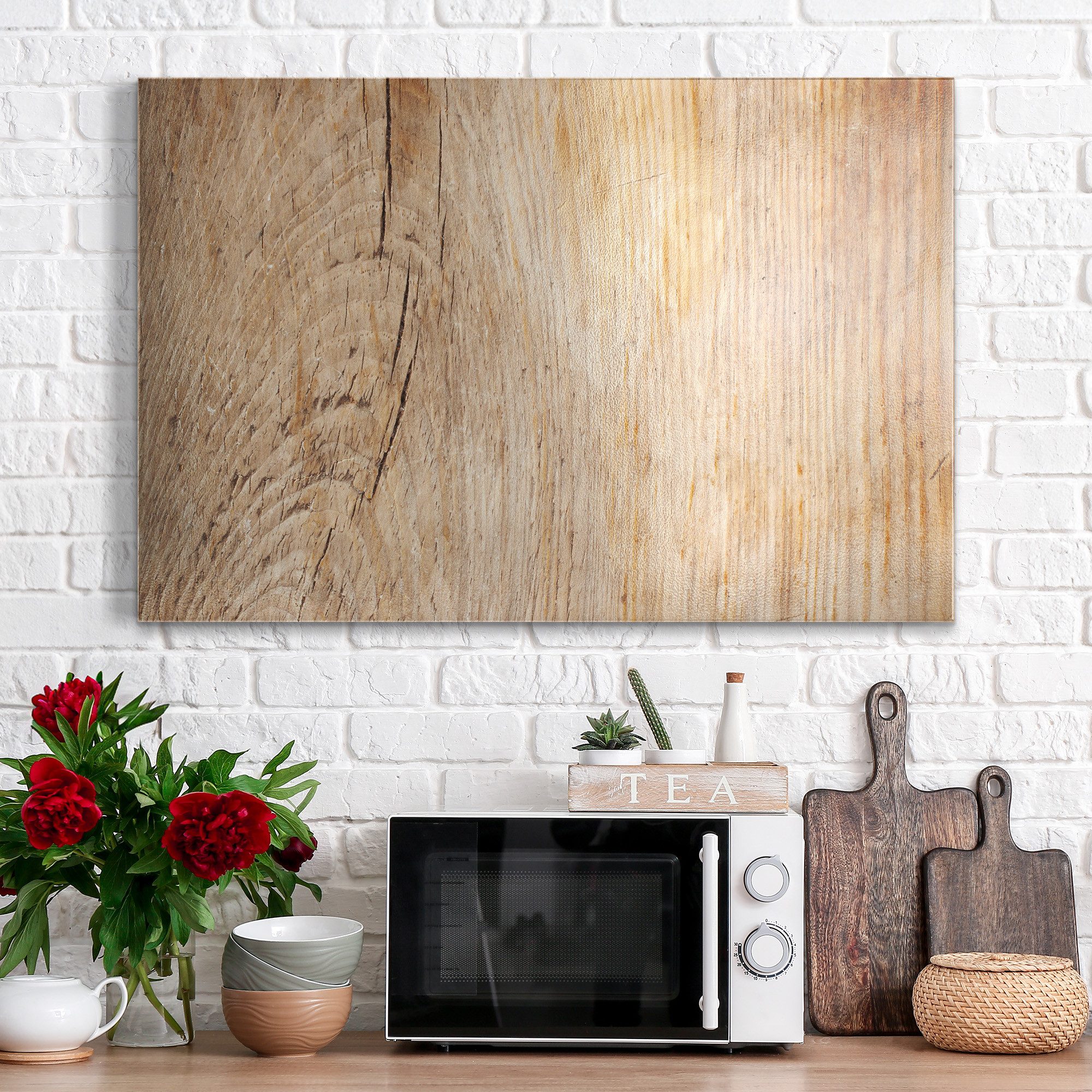 DEQORI Magnettafel 'Zeitlose Holzstruktur', Metall Whiteboard für alle Magnete, Magnetboard magnetisch