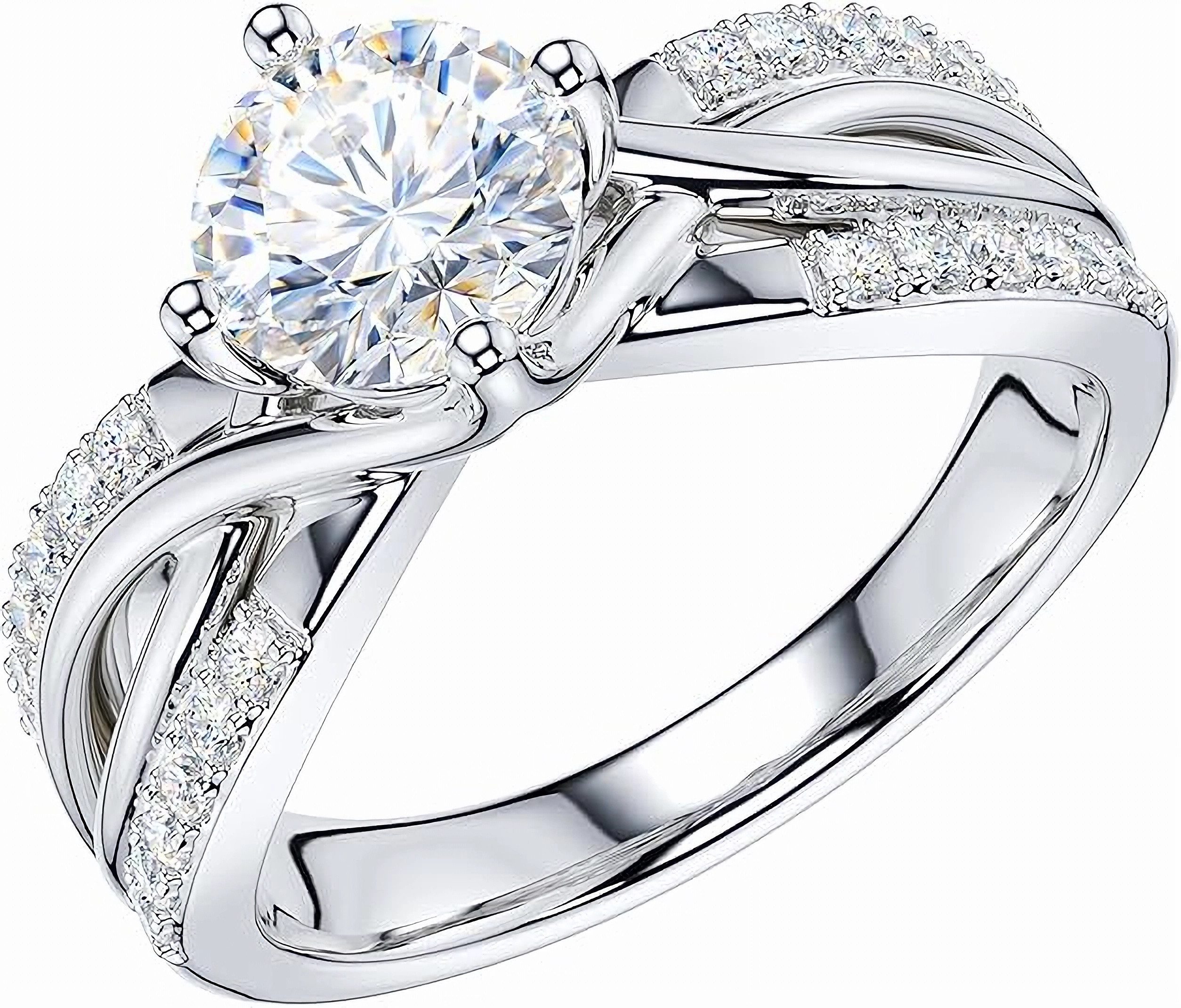 Jumpeak Verlobungsring 585 Gold, 1ct runder Brillantschliff, im Labor Diamant, Ehering, Geschenk für Ihre Liebsten/Jubiläum/Weihnachten, Luxusschmuck mit IGI