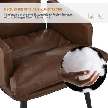 CLIPOP Relaxsessel Kunstleder Relaxsessel mit Ottoman (Relaxsessel mit Hocker), Verstellbare Rückenlehne Loungesessel für Wohnzimmer