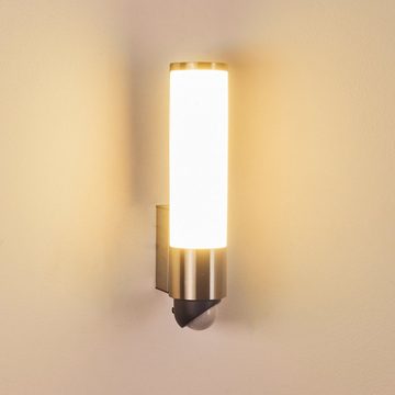 hofstein Außen-Wandleuchte »Moiano« LED Außenwandlampe aus Metall m. Bewegungsmelder, 3000 Kelvin, in Edelstahl, m., 1200 Lumen, IP54