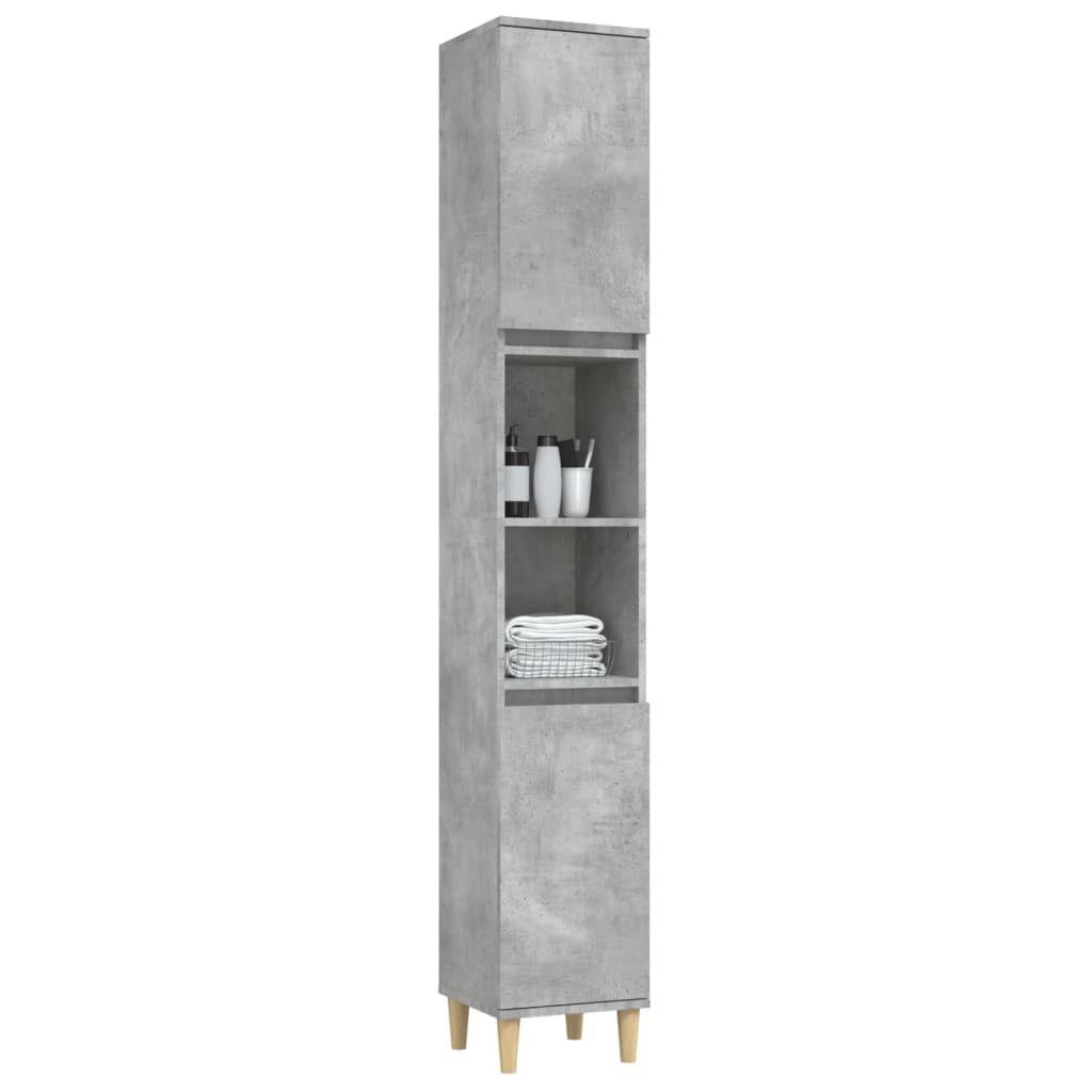 Badezimmerspiegelschrank (1-St) Betongrau 30x30x190 cm vidaXL Holzwerkstoff Badschrank