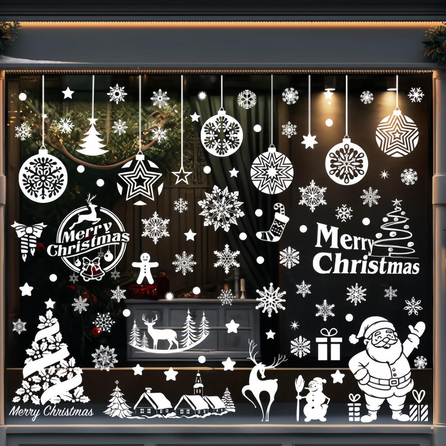 LuxusKollektion Fensterbild Fensterbilder Weihnachten Schneeflocken Häuser 9er Set